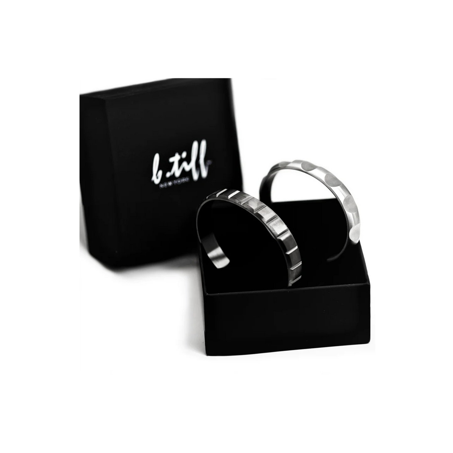 BG109W B.Tiff Simplicity Circle Indent Adjustable Bangle Cuff