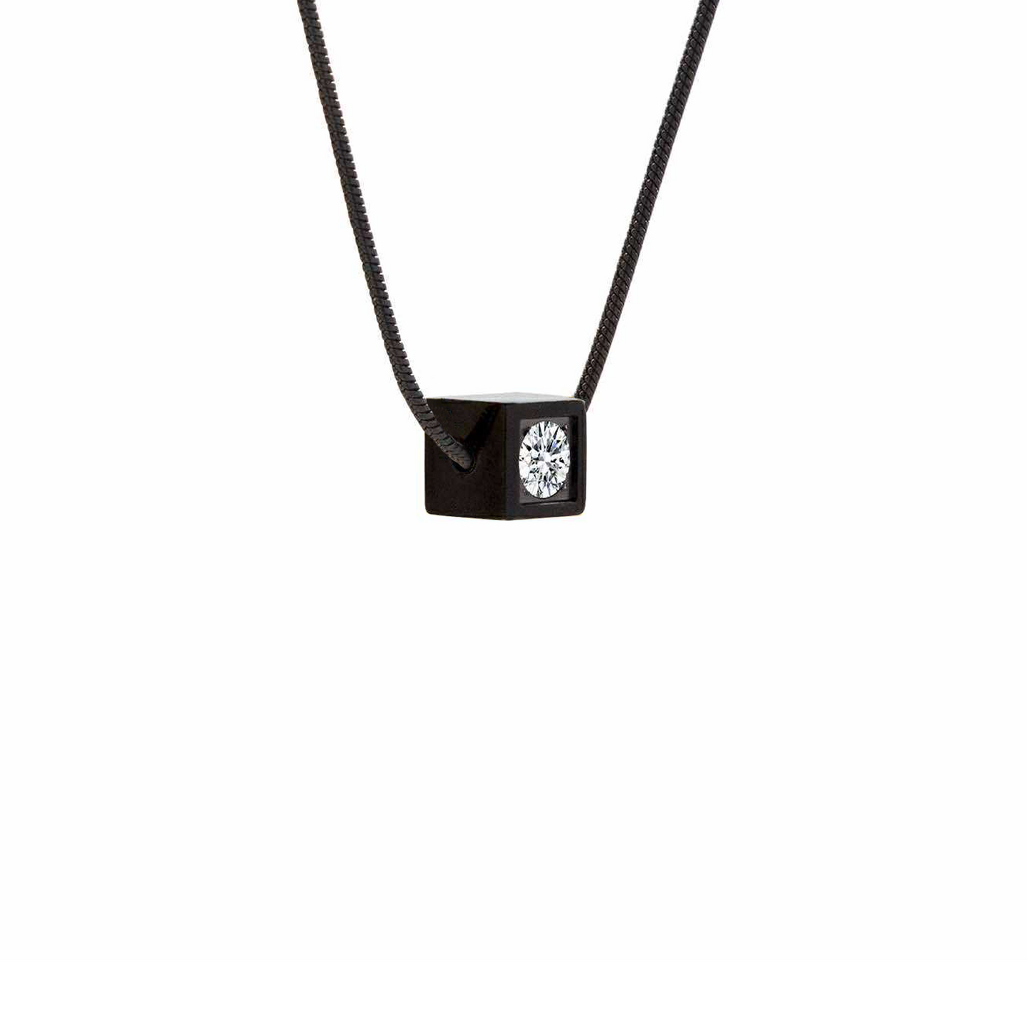 PT301B B.Tiff Black Cubi Pendant Necklace