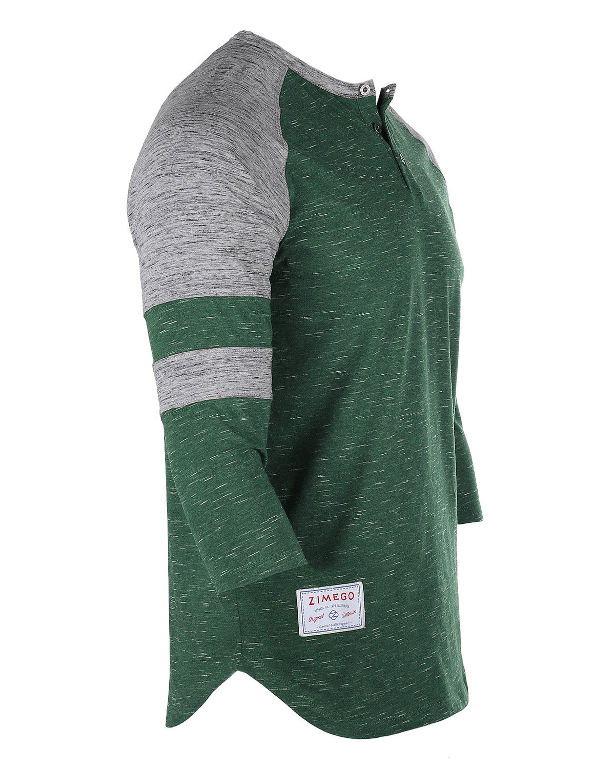 ZIMEGO Men's 3/4 Sleeve GREEN Baseball Football College Raglan Henley Athletic T-shirt-4