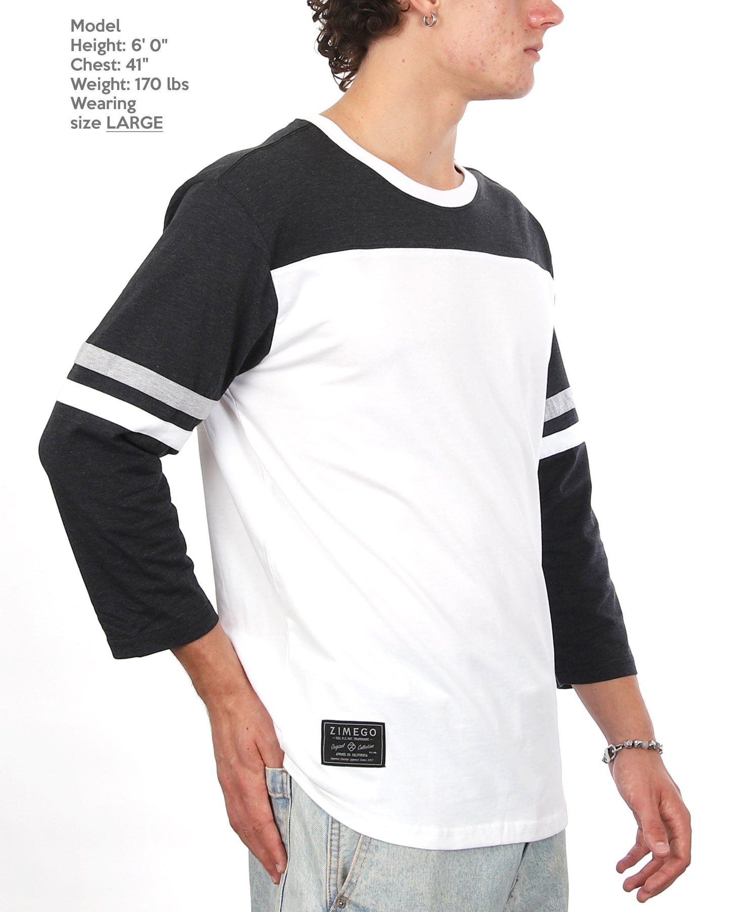Contrast 3/4 Sleeve Stretch Casual Baseball Crew Neck T-Shirts-4