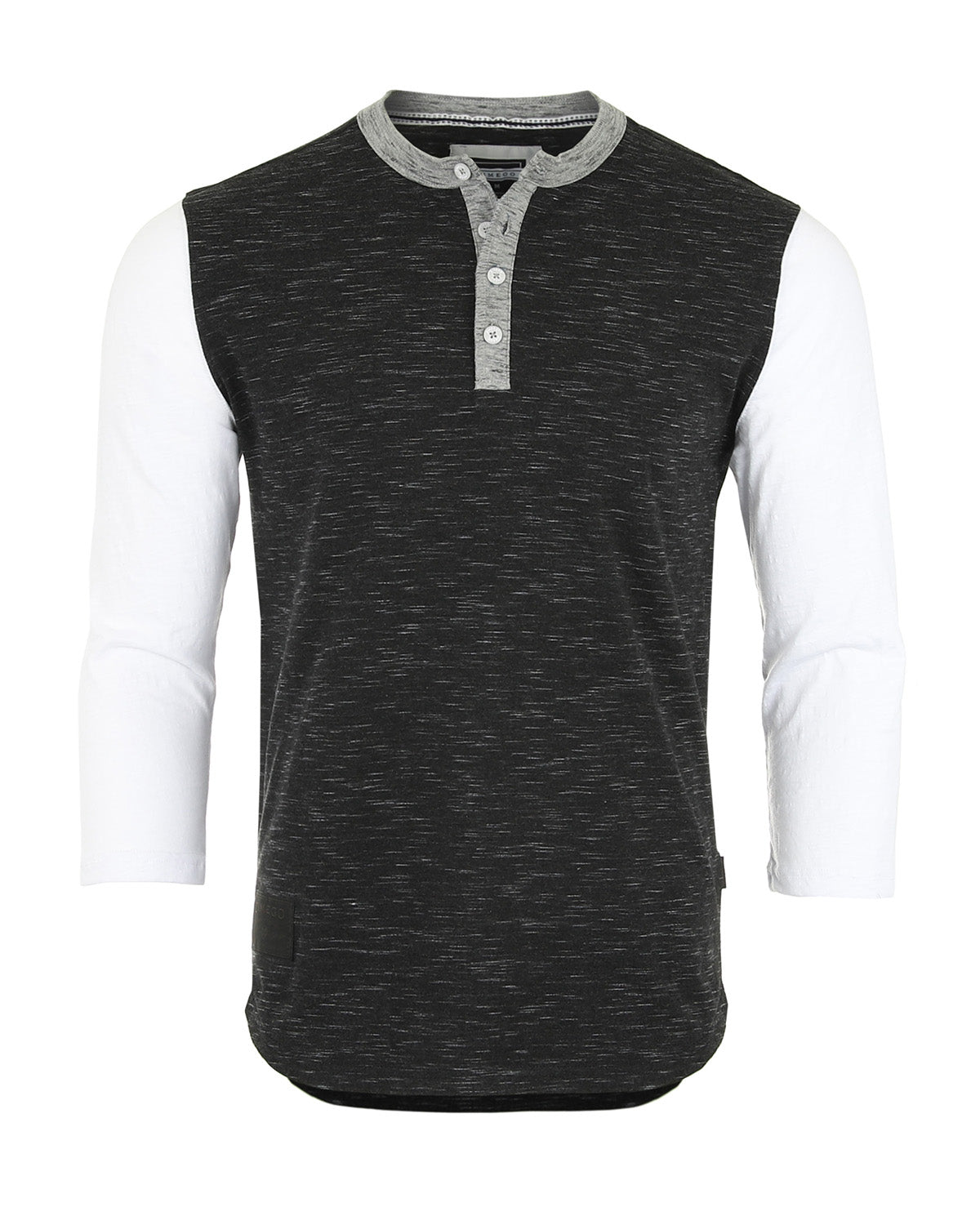 ZIMEGO Men's 3/4 Sleeve Black & White Baseball Henley – Casual Athletic Button Crewneck Shirts-4