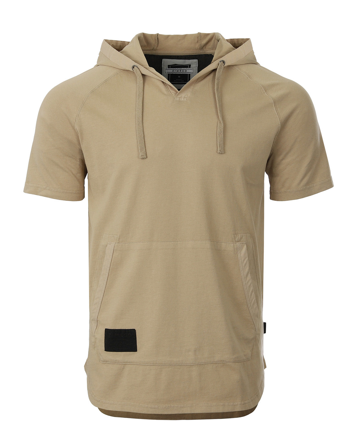 ZIMEGO Pigment Dyed Hooded Shirt Short Sleeve V Neck Raglan Henley Style Hoodie-8