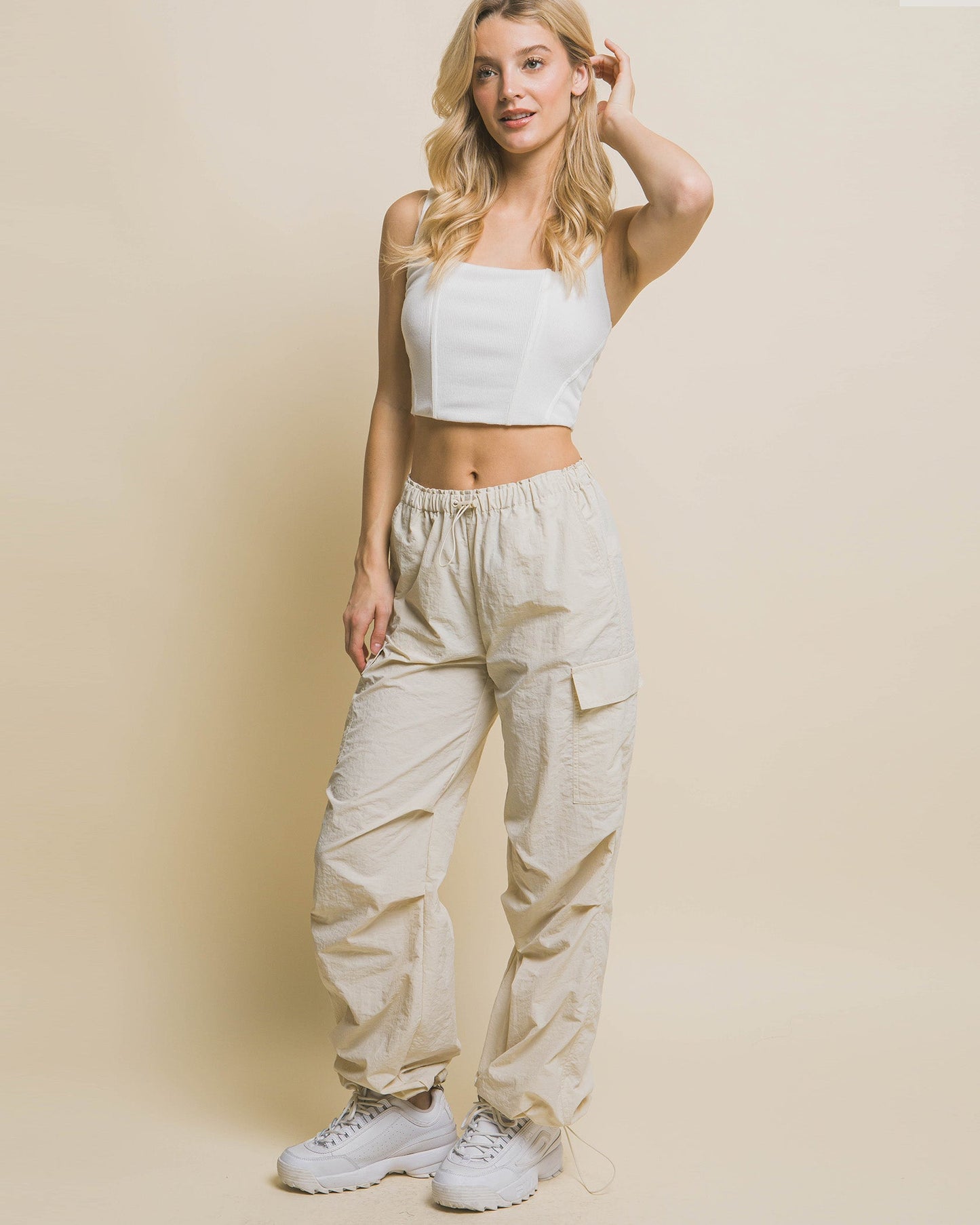 LOOSE FIT PARACHUTE CARGO PANTS-4
