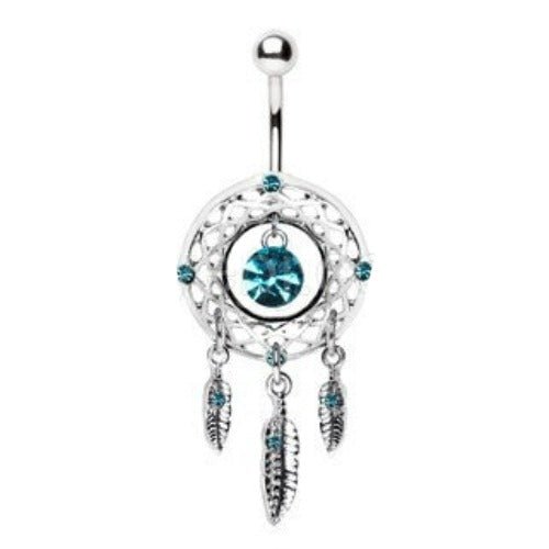 316L Stainless Steel Native Dream Catcher Navel Ring-1