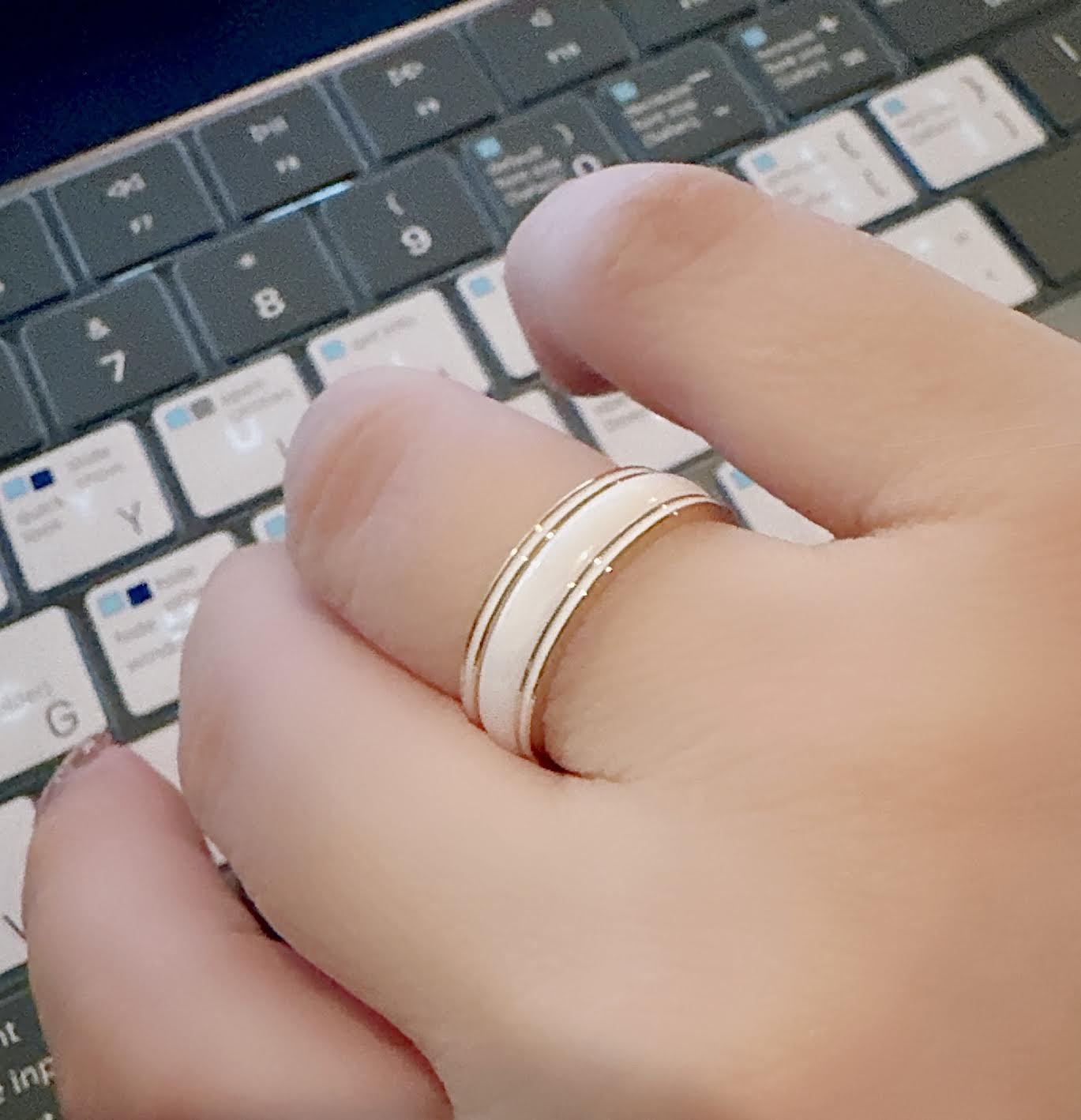 RG100GW B.Tiff "The Hamptons" White Enamel Gold Ring 2 - Pack [Thin Band] - PBNJ FASHIONS