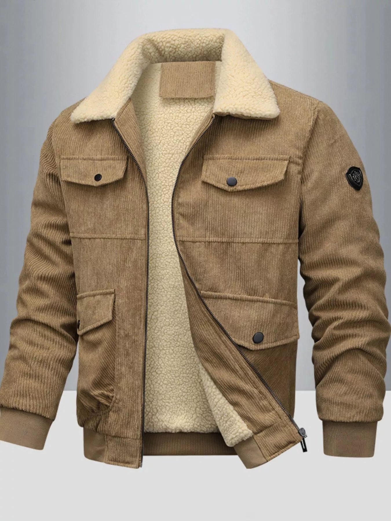 Men's Full Size Corduroy Sherpa Lined Winter Jacket Plus Size - PBNJ FASHIONS