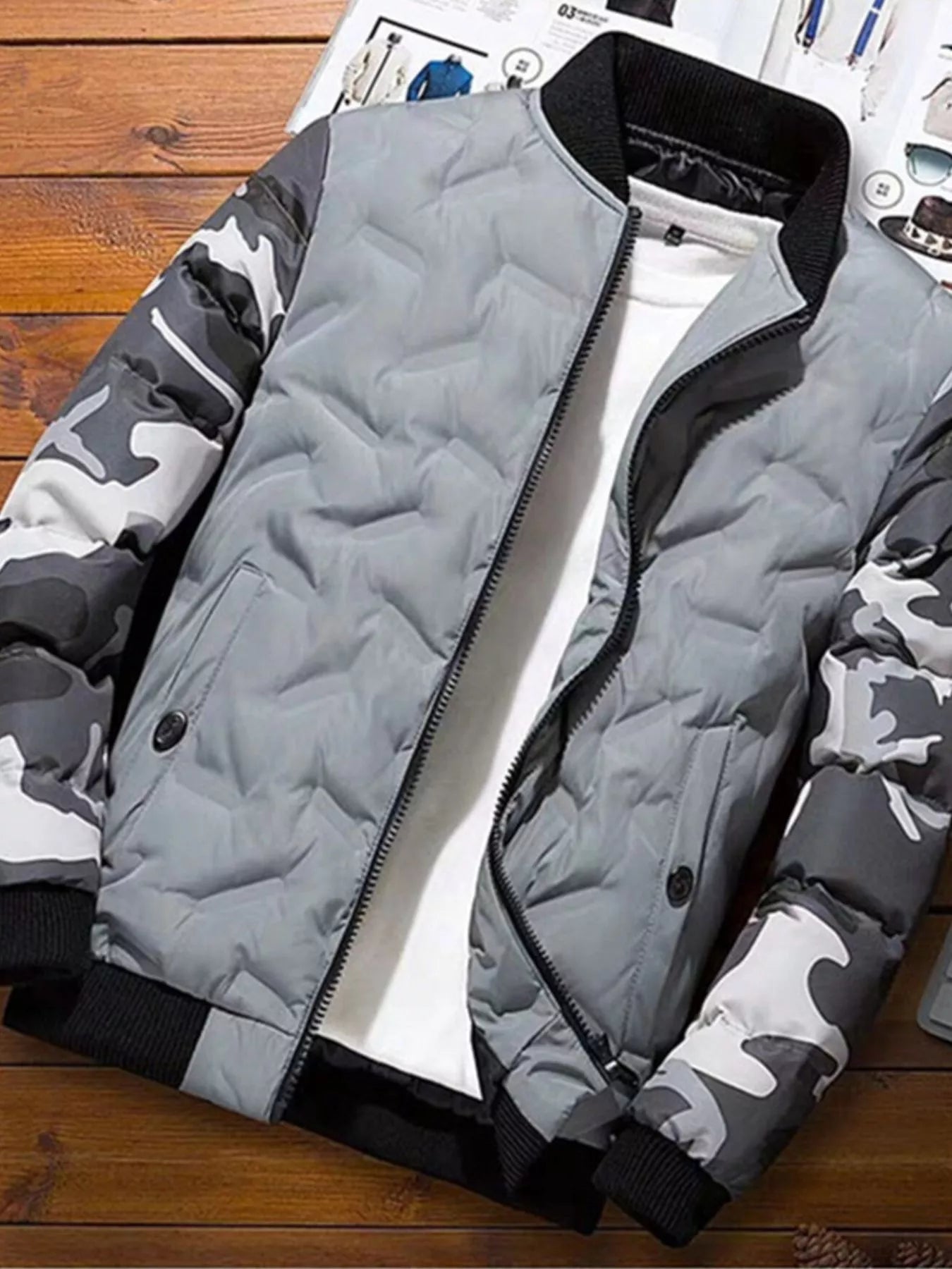 Men's Full Size Camouflage Padded Bomber Jacket Plus Size - PBNJ FASHIONS