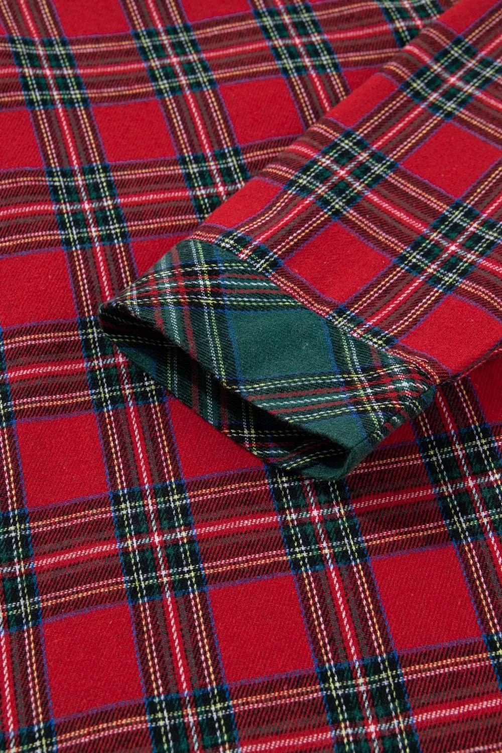 Plaid Contrast Patched Christmas Holiday Long Sleeve Shirt and Short 2pcs Pajama Set - PBNJ FASHIONS