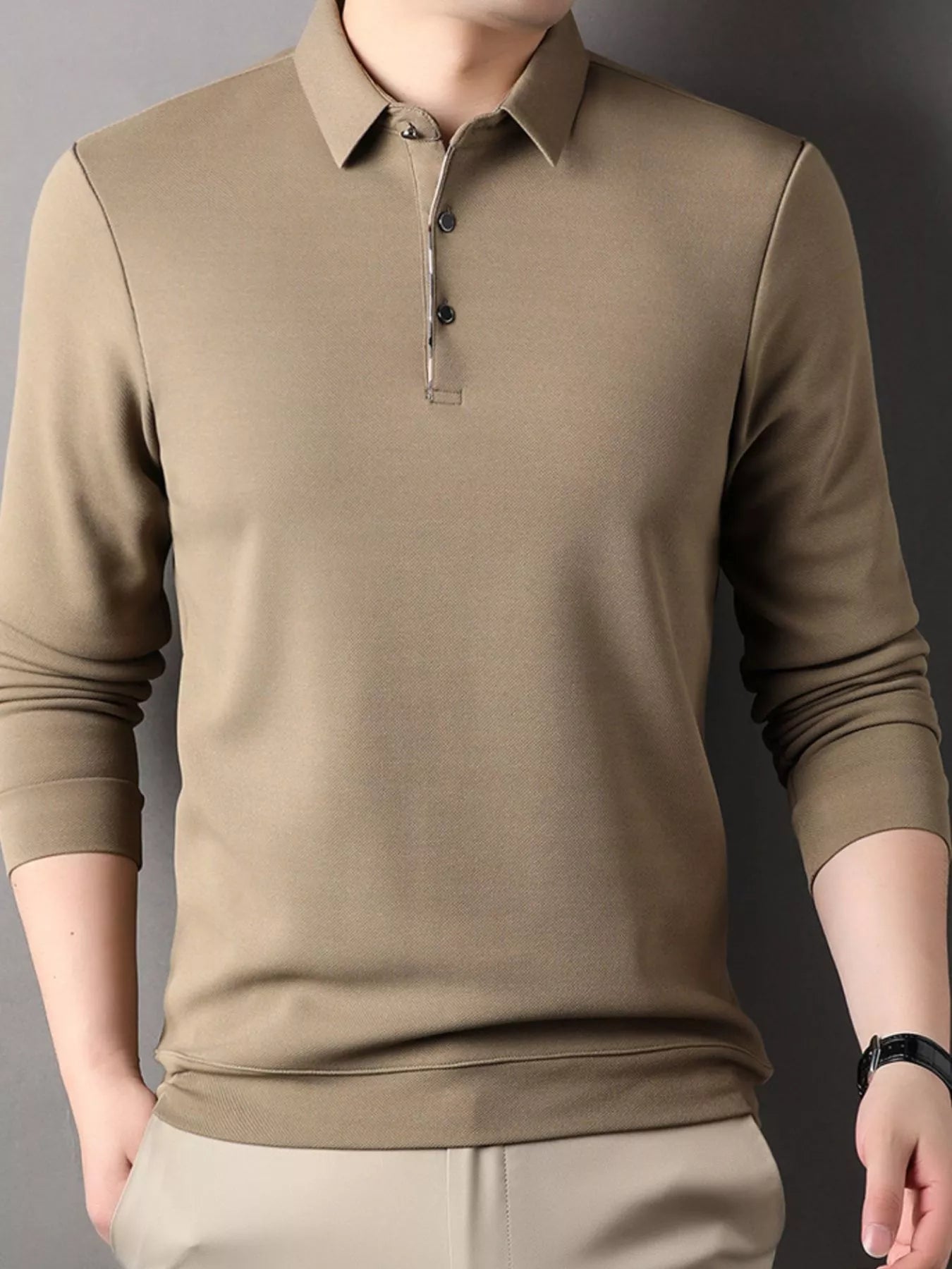 Men's Plus Size Long Sleeve Classic Fit Polo - PBNJ FASHIONS