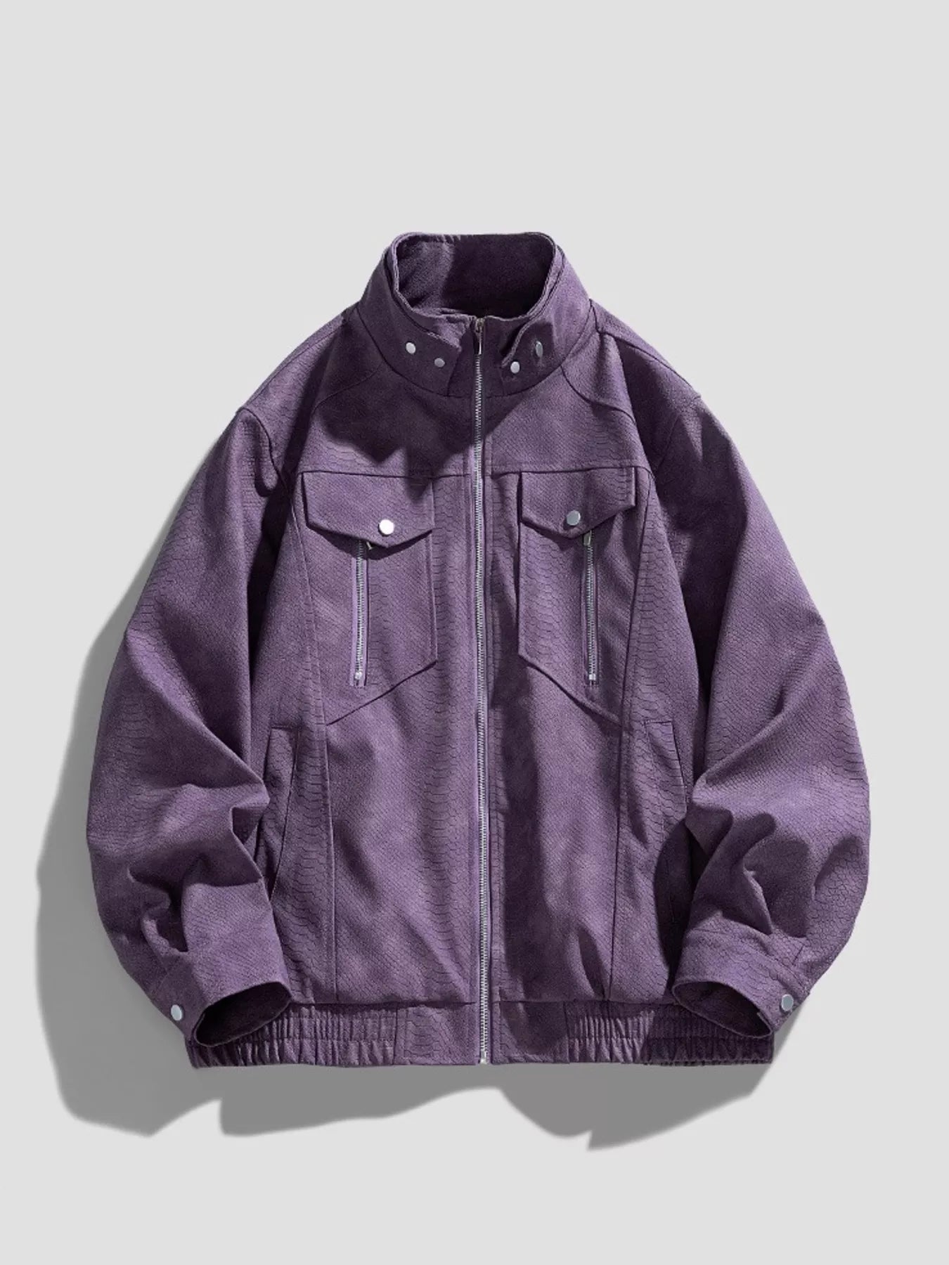 Me's Plus Size Zip Up Casual Jacket - PBNJ FASHIONS