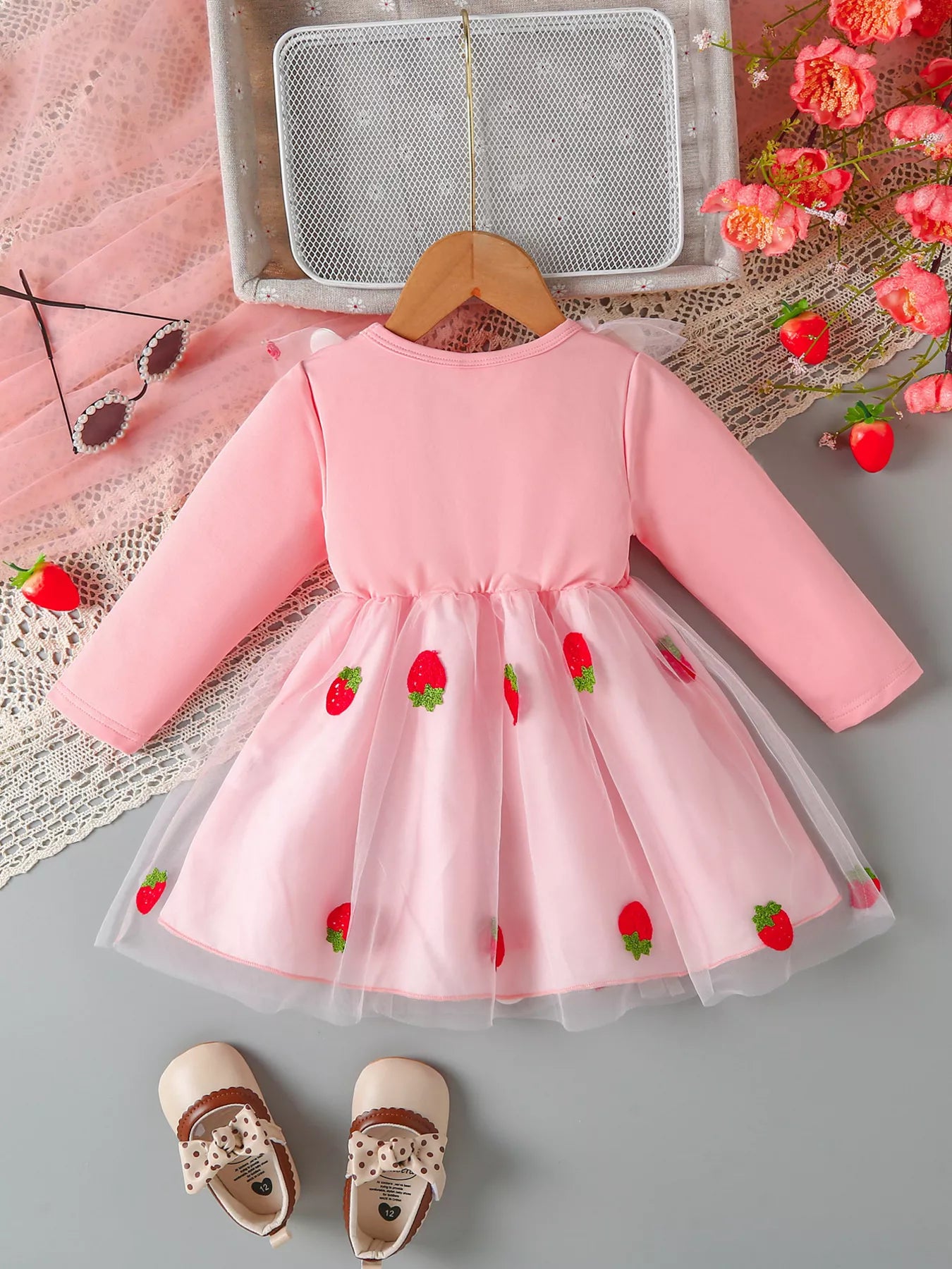 Children's Bow Decor Ruffle Trim Dress - PBNJ FASHIONS