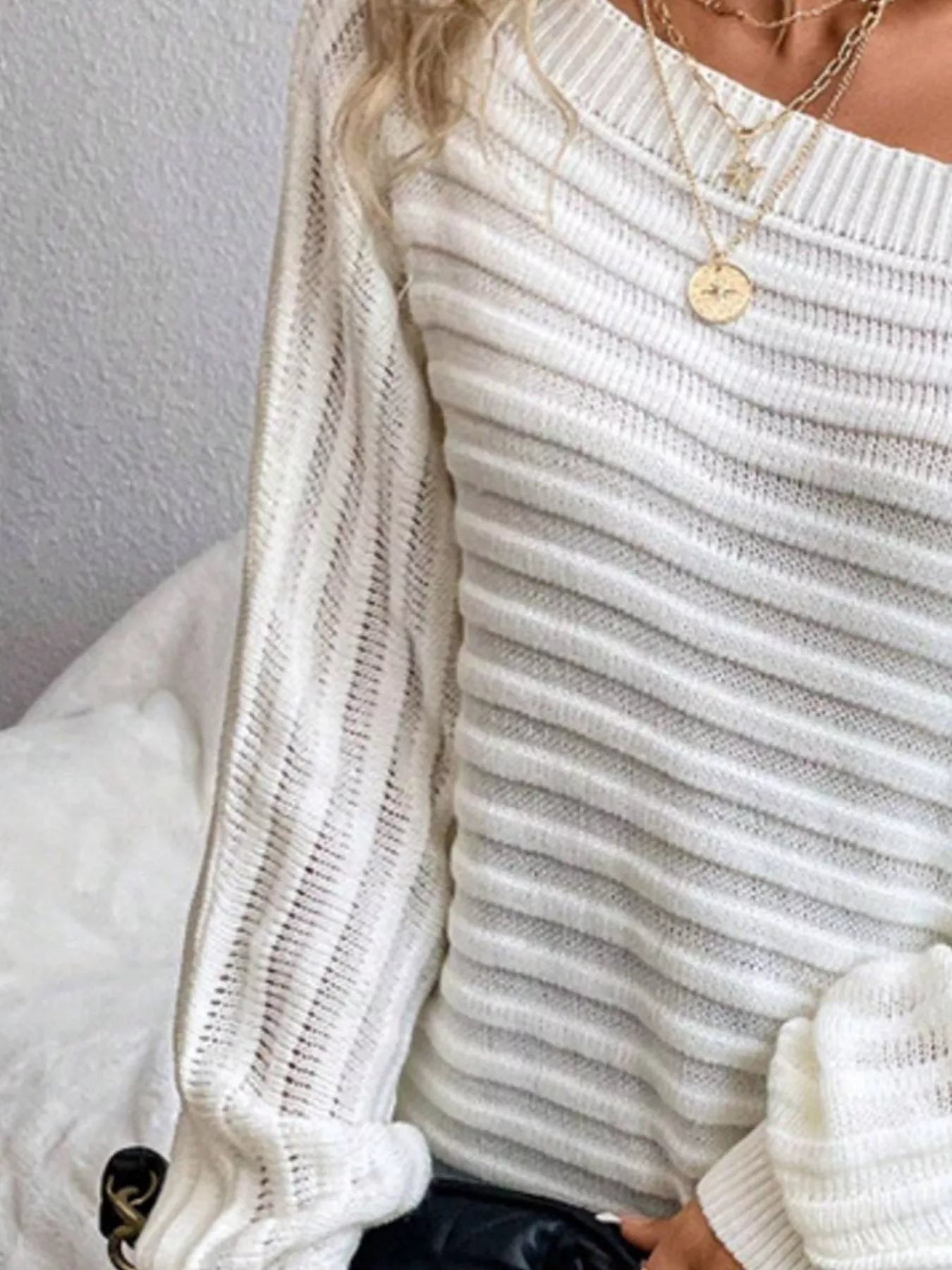 One Shoulder Ribbed Knit Sweater - PBNJ FASHIONS