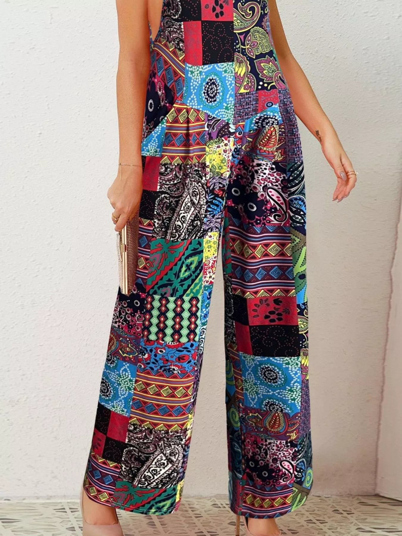 Plus Size Printed Wide Leg Jumpsuit - PBNJ FASHIONS