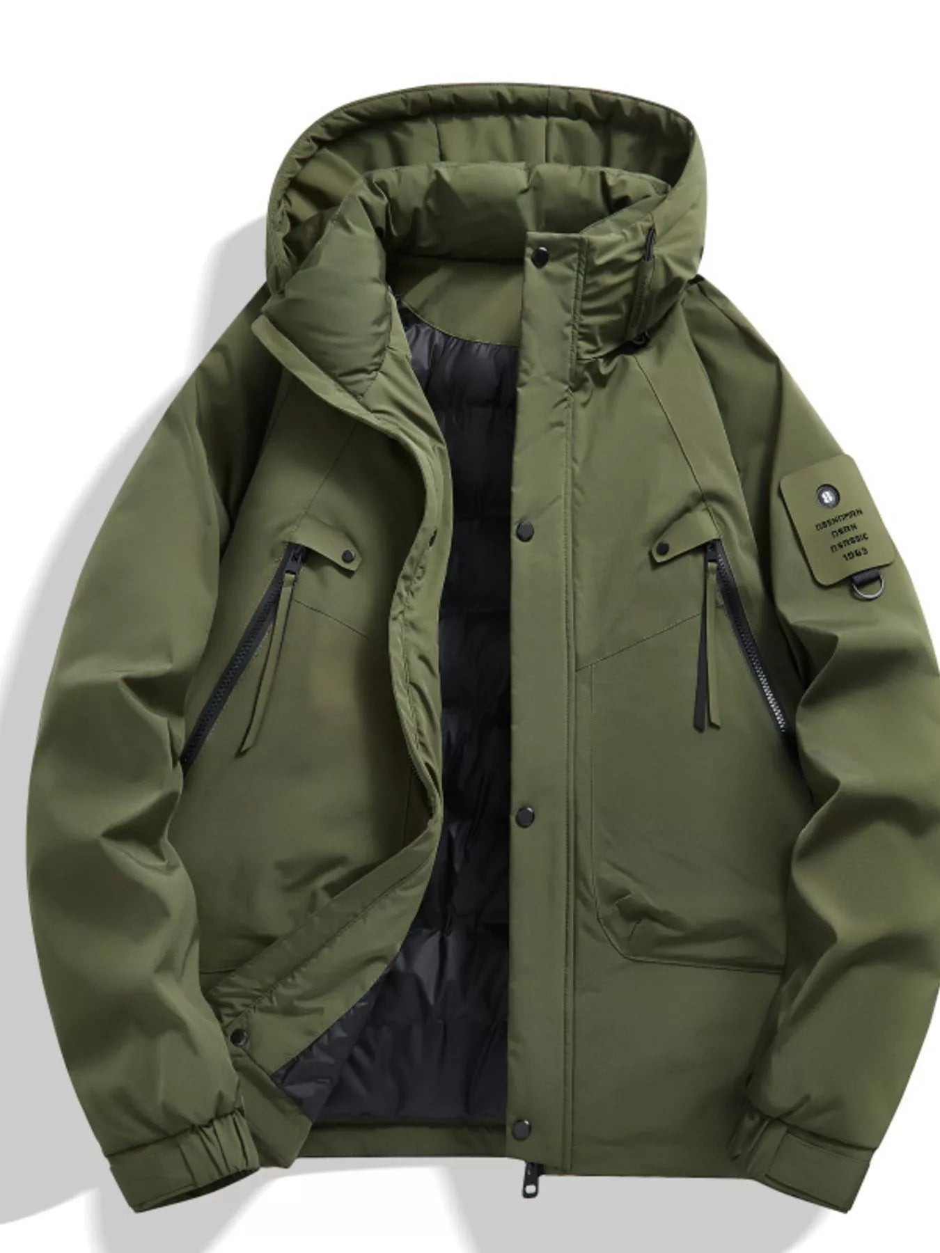 Men's Plus Size Hooded Snap Down Jacket - PBNJ FASHIONS