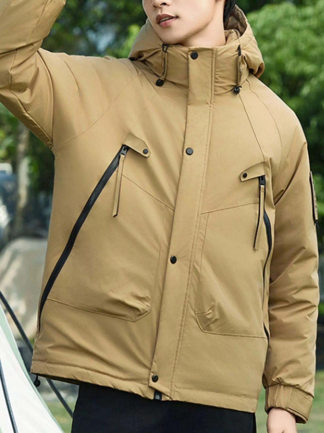 Men's Plus Size Hooded Snap Down Jacket - PBNJ FASHIONS