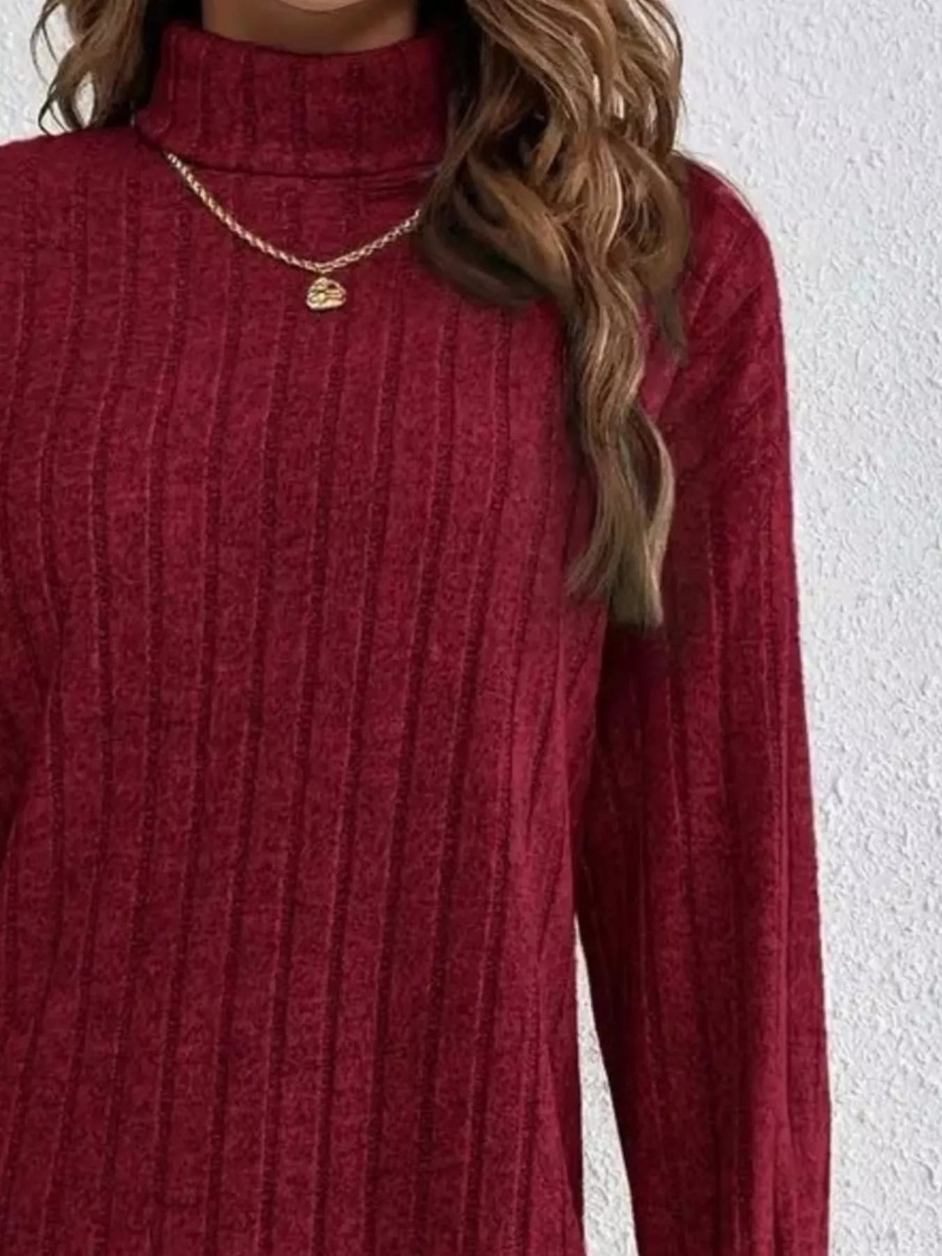 Ribbed Knit Turtleneck Mini Dress - PBNJ FASHIONS