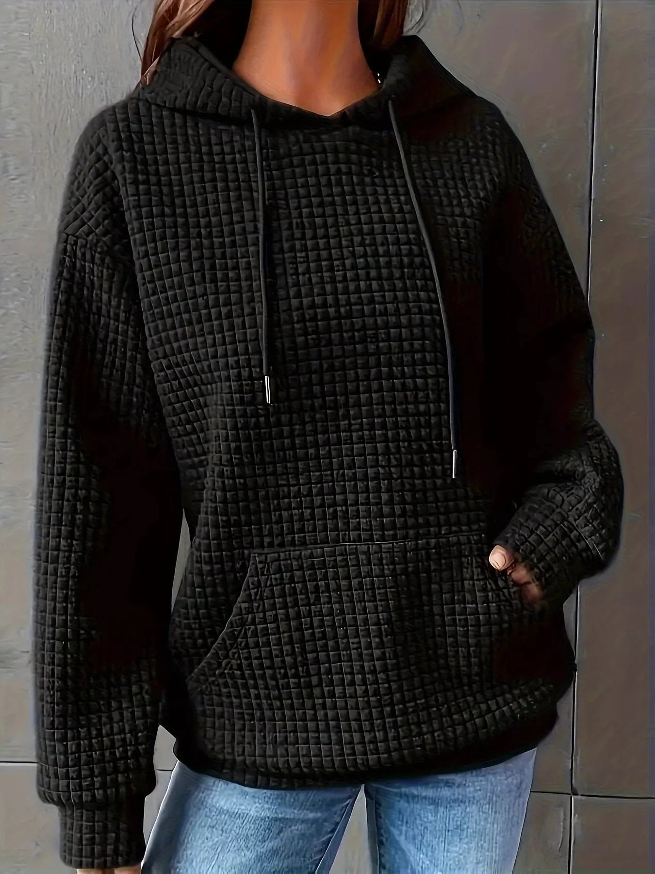 Textured Knit Drawstring Hoodie - PBNJ FASHIONS