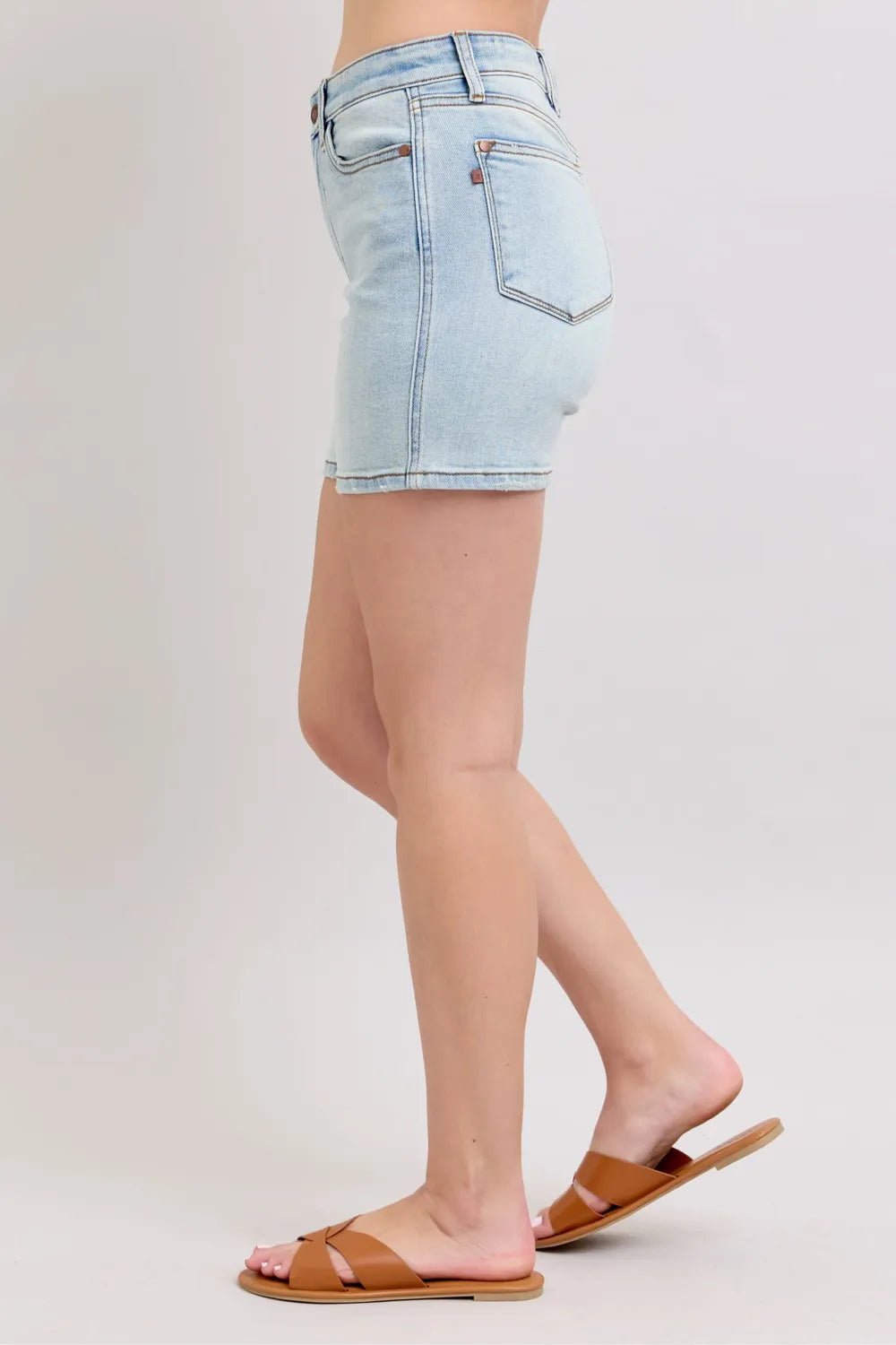 Judy Blue Full Size 2 Button Denim Shorts with Pockets Plus Size - PBNJ FASHIONS
