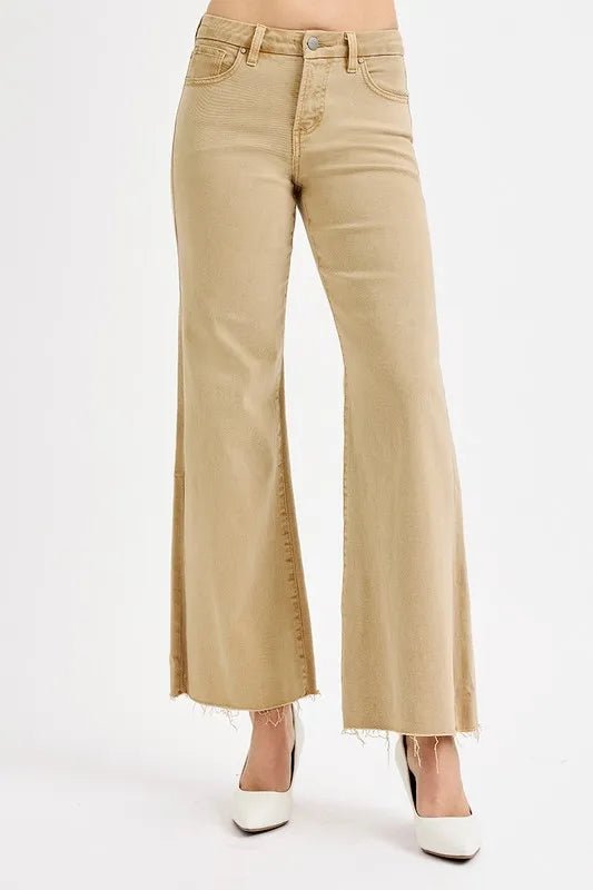 RISEN Full Size Raw Hem Wide Leg Jeans Plus Size - PBNJ FASHIONS