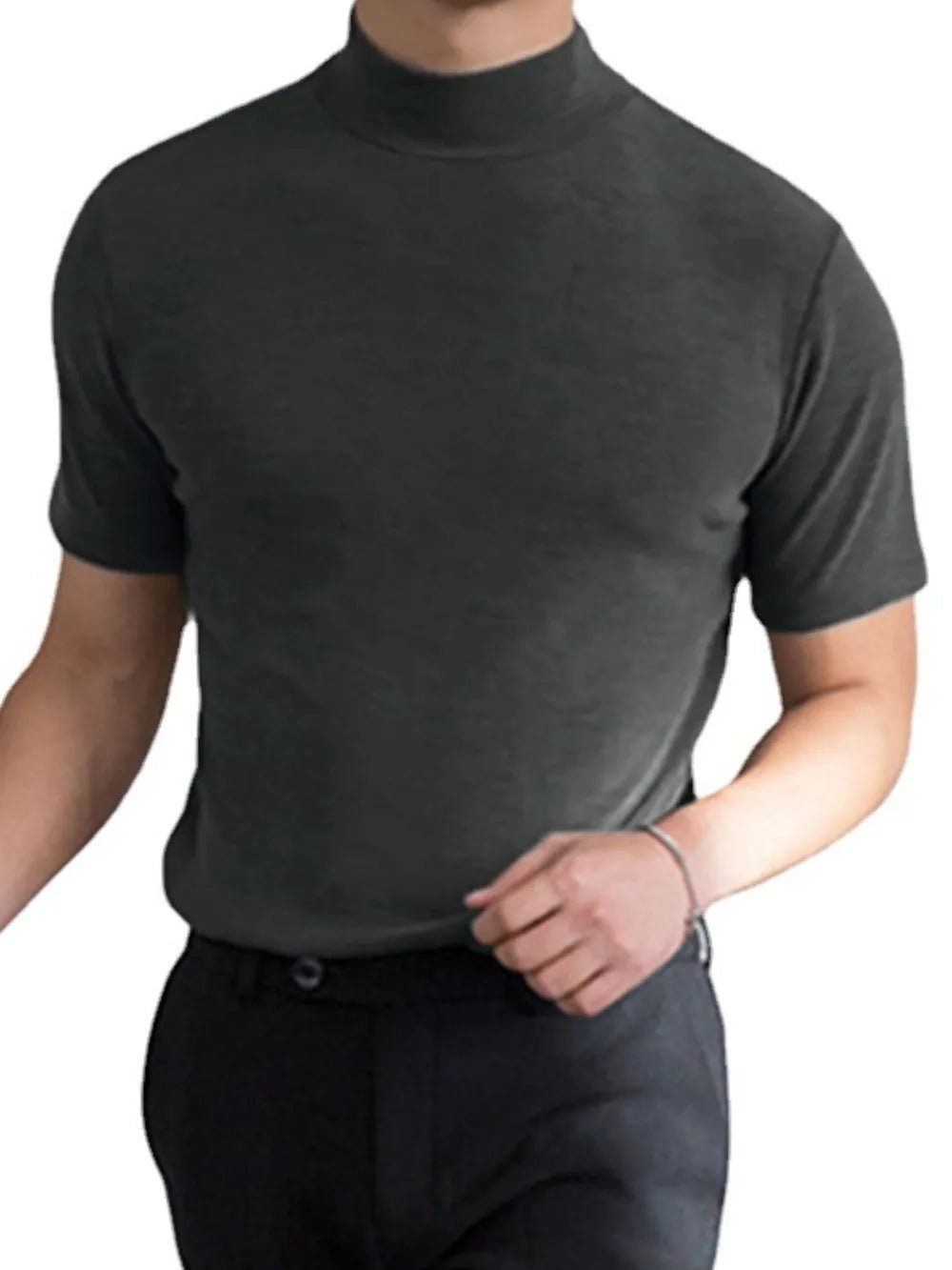 Men's Full Size Mock Neck Short Sleeve T-Shirt Plus Size - PBNJ FASHIONS
