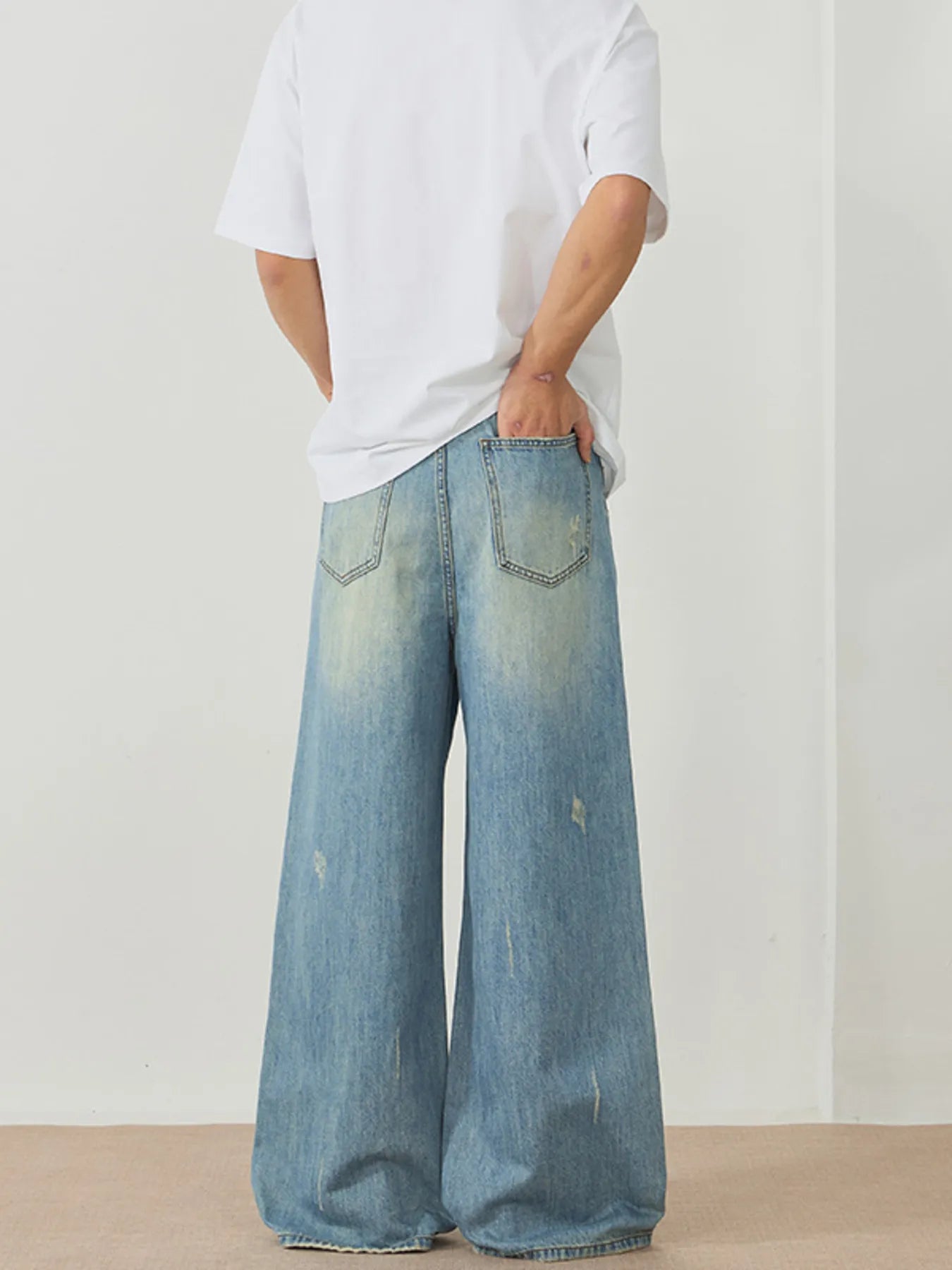 Men's Wash Wide Leg Jeans - PBNJ FASHIONS