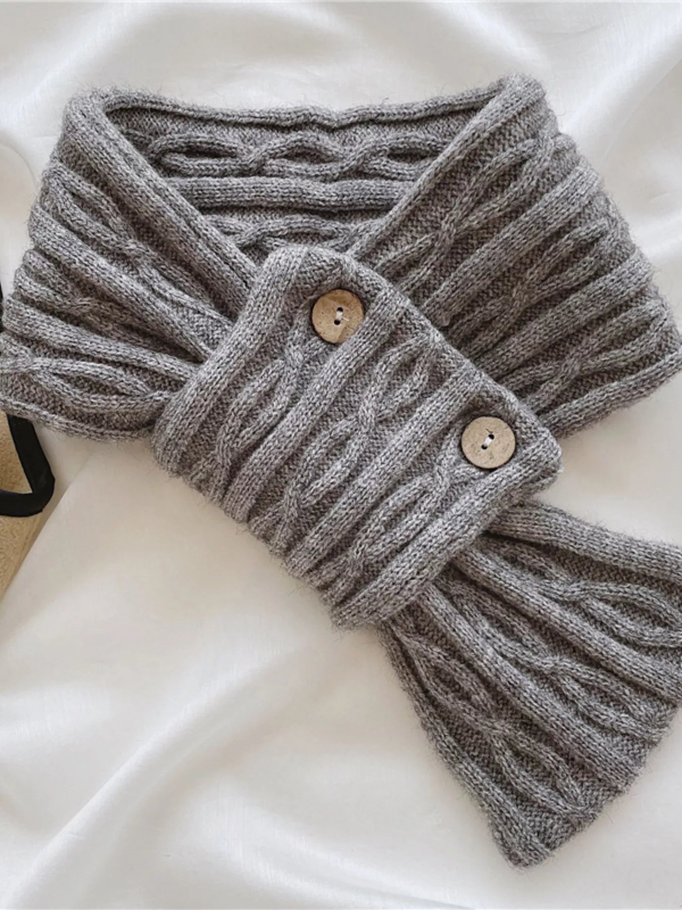 Button - Accent Knitted Winter Scarf - PBNJ FASHIONS