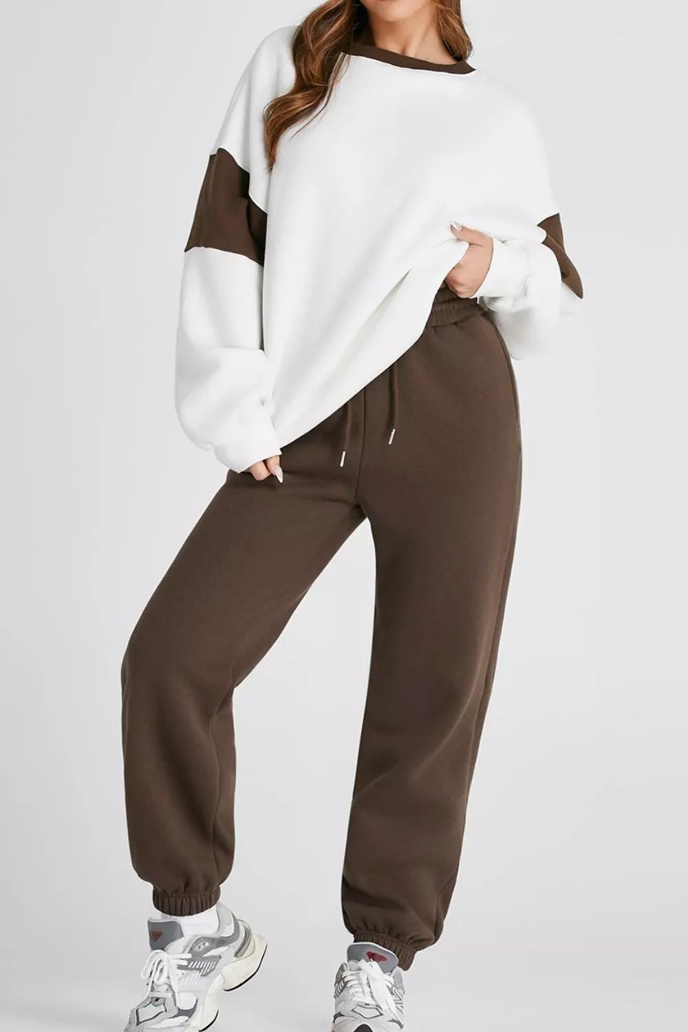 Drop Shoulder Loose Sweatshirt and Joggers Active Set - PBNJ FASHIONS