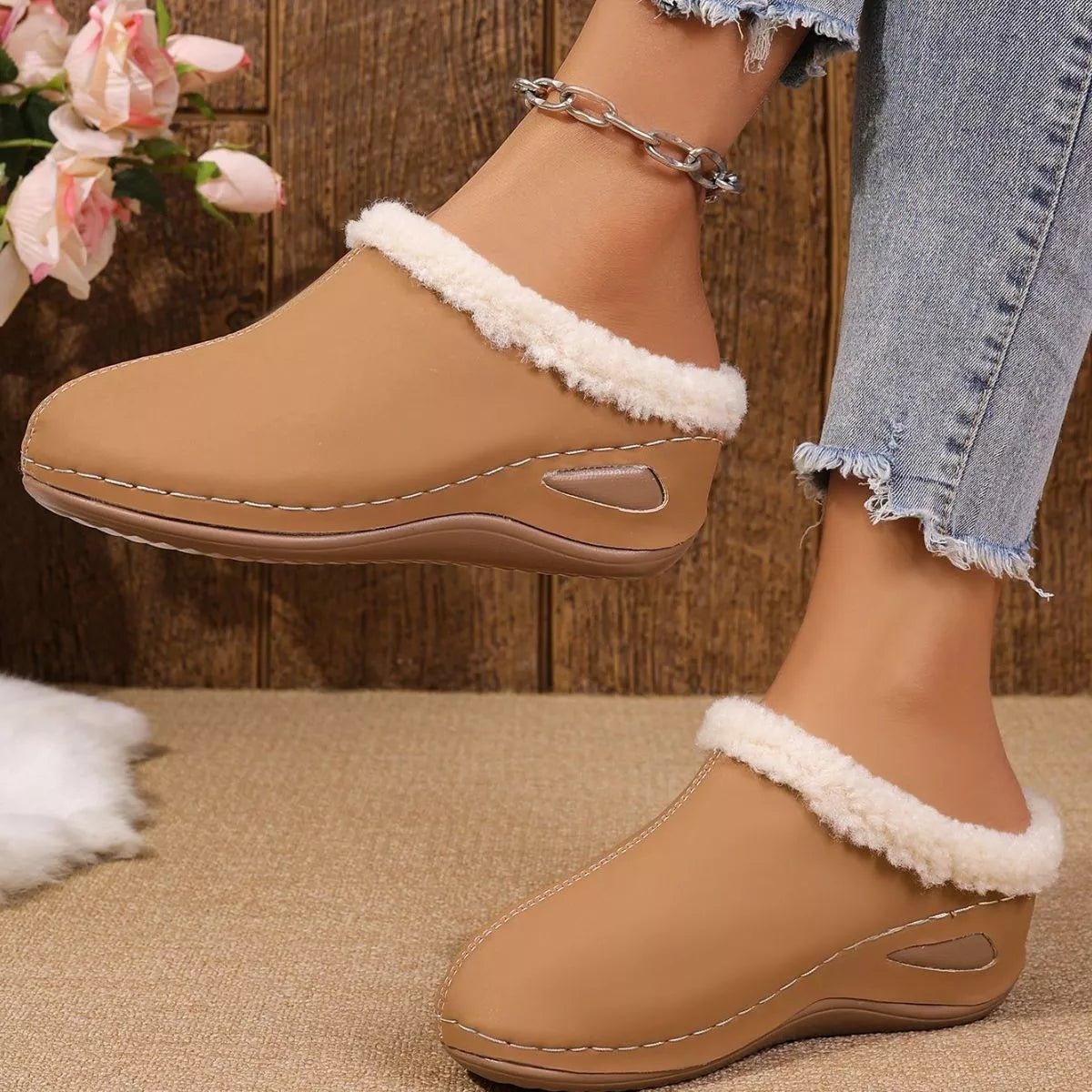 Cozy Plush Lined Wedge Slippers - PBNJ FASHIONS
