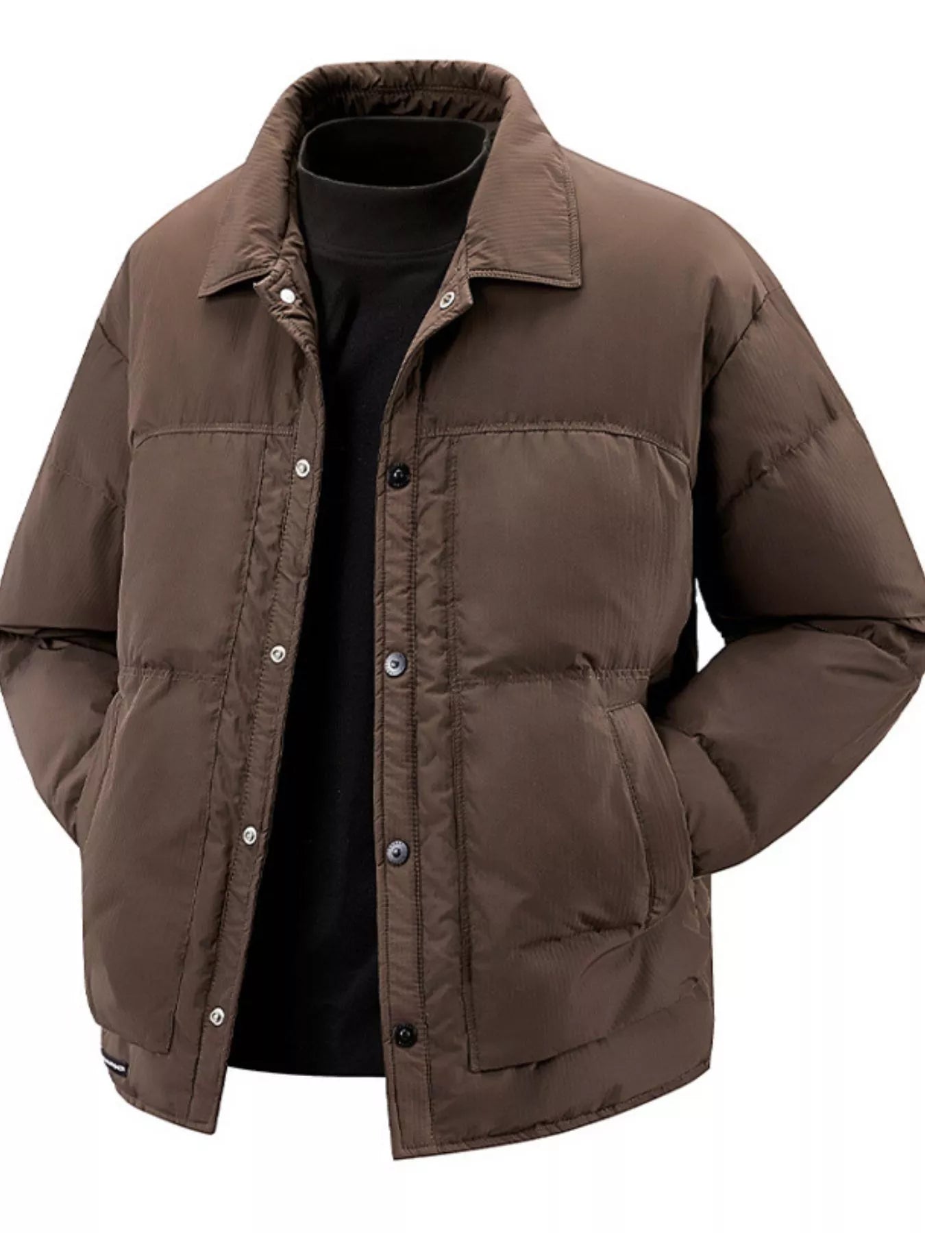 Men's Plus Size Snap Down Puffer Jacket - PBNJ FASHIONS