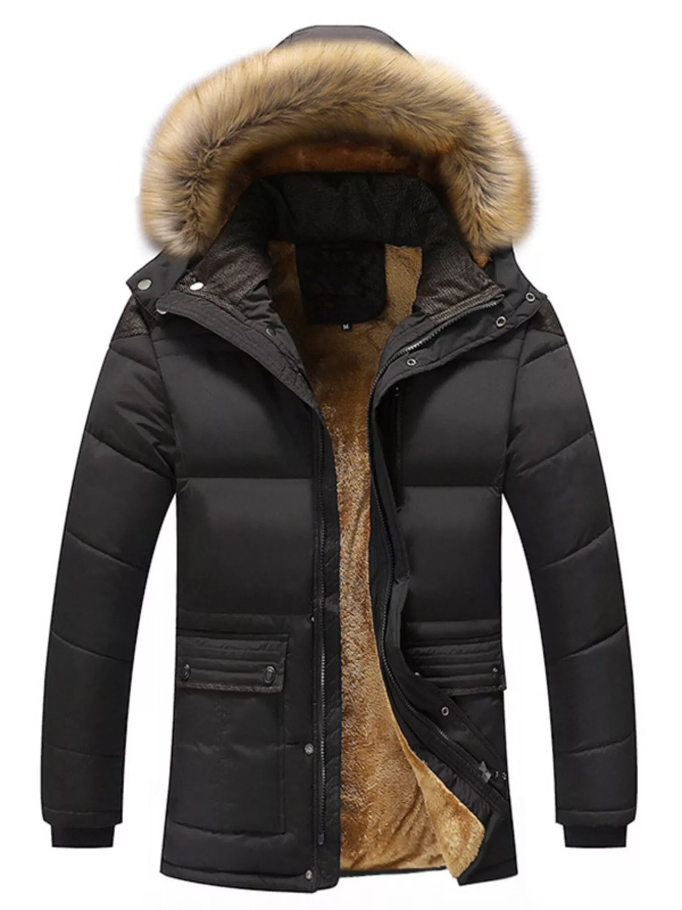 Men's Plus Size Fur Hooded Winter Parka Jacket - PBNJ FASHIONS