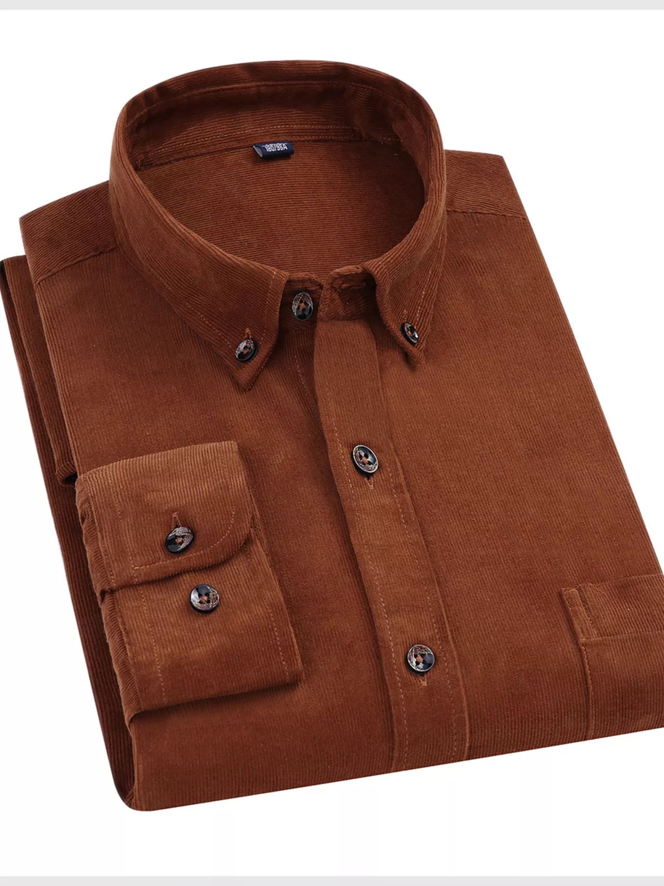Men's Full Size Corduroy Long Sleeve Button - Down Shirt Plus Size - PBNJ FASHIONS