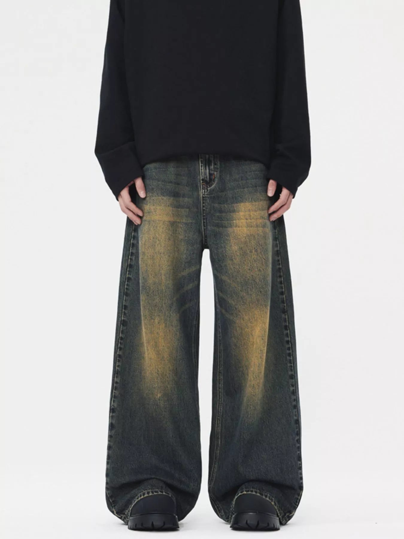 Men's Vintage Wash Wide Leg Jeans - PBNJ FASHIONS