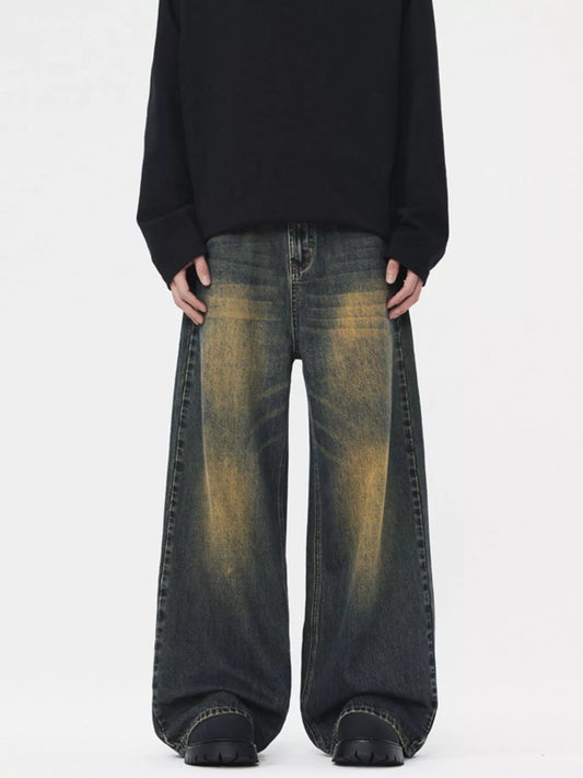 Men's Vintage Wash Wide Leg Jeans - PBNJ FASHIONS