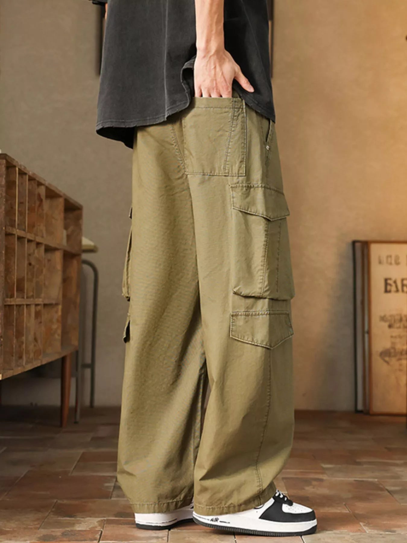 Men's Plus Size Loose Fit Cargo Pants with Drawstring - PBNJ FASHIONS