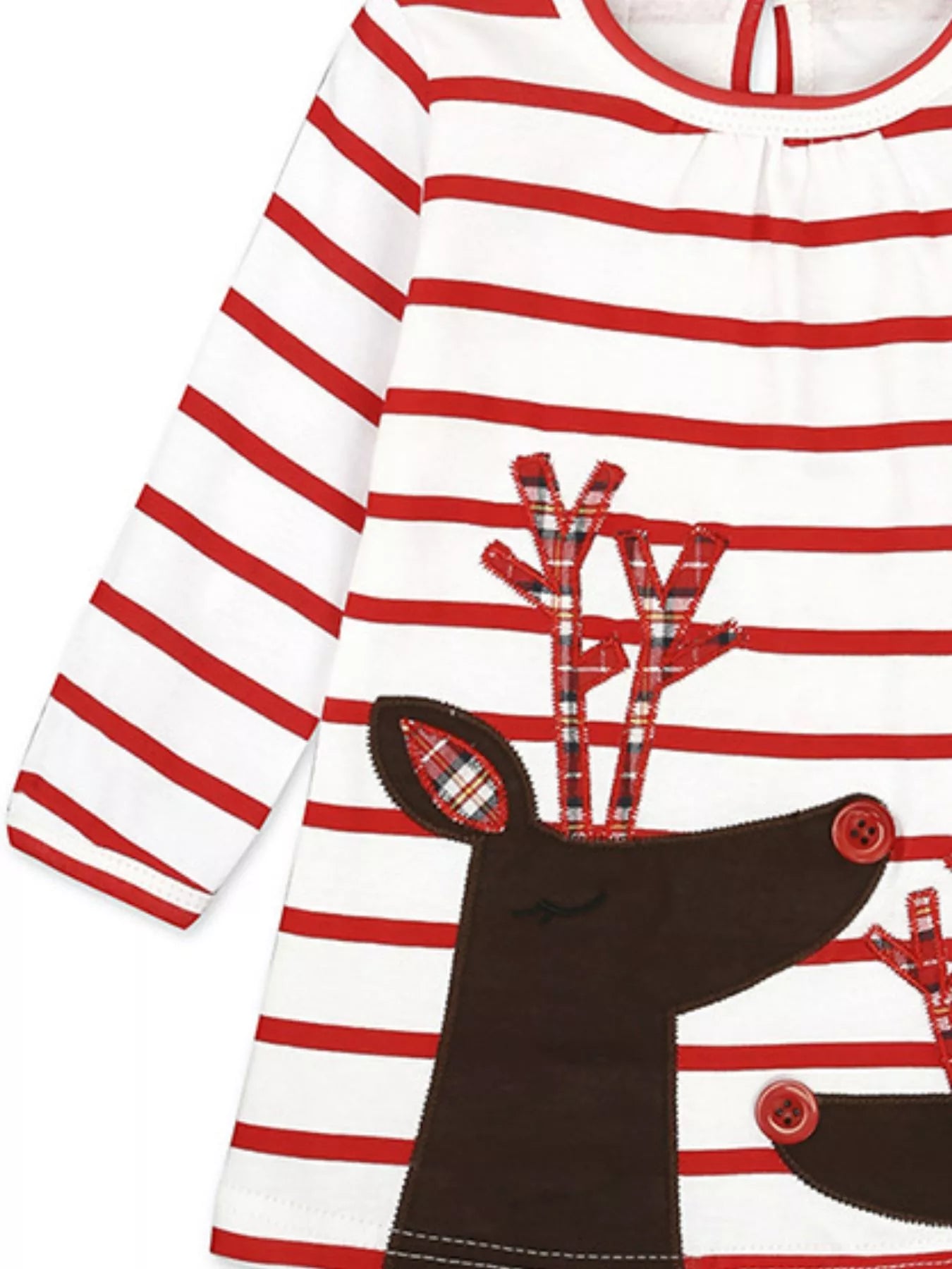 Children's Christmas Reindeer Striped Dress - PBNJ FASHIONS