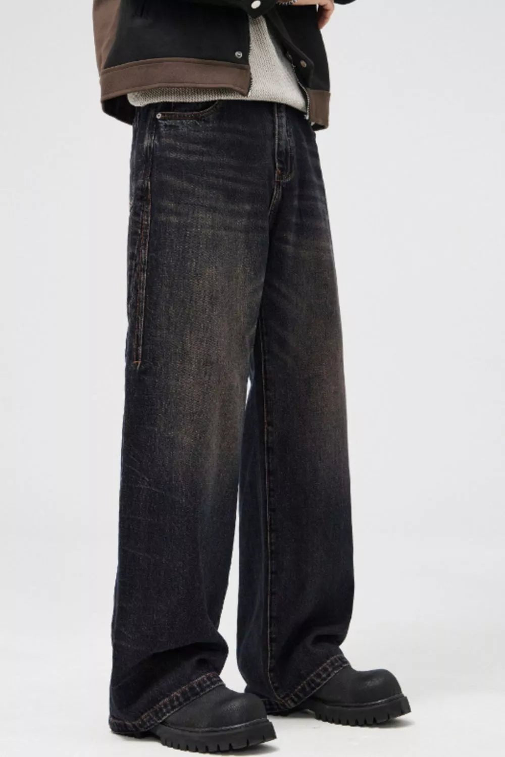 Men's Vintage Wash Wide Leg Jeans - PBNJ FASHIONS