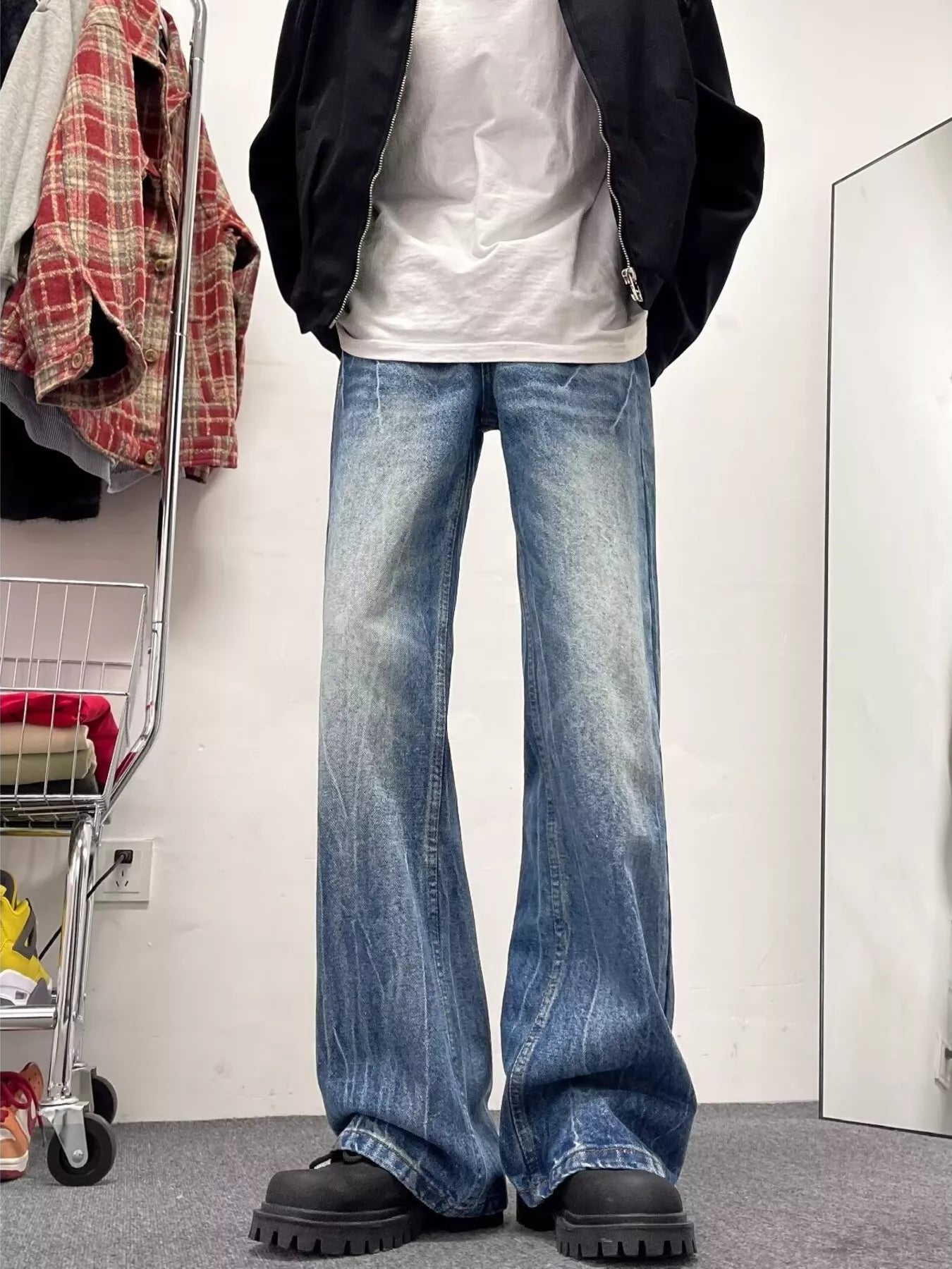 Men's Full Size Wash Wide Leg Jeans Plus Size - PBNJ FASHIONS