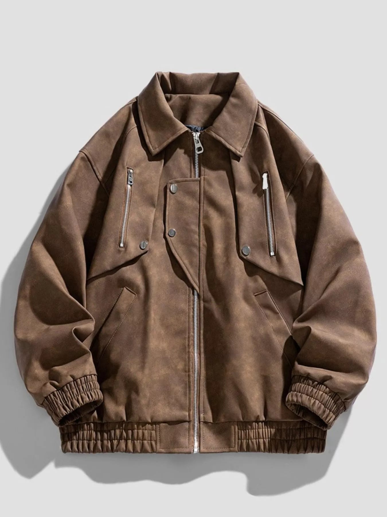 Men's Plus Size Zip - Up Collared Neck Jacket - PBNJ FASHIONS