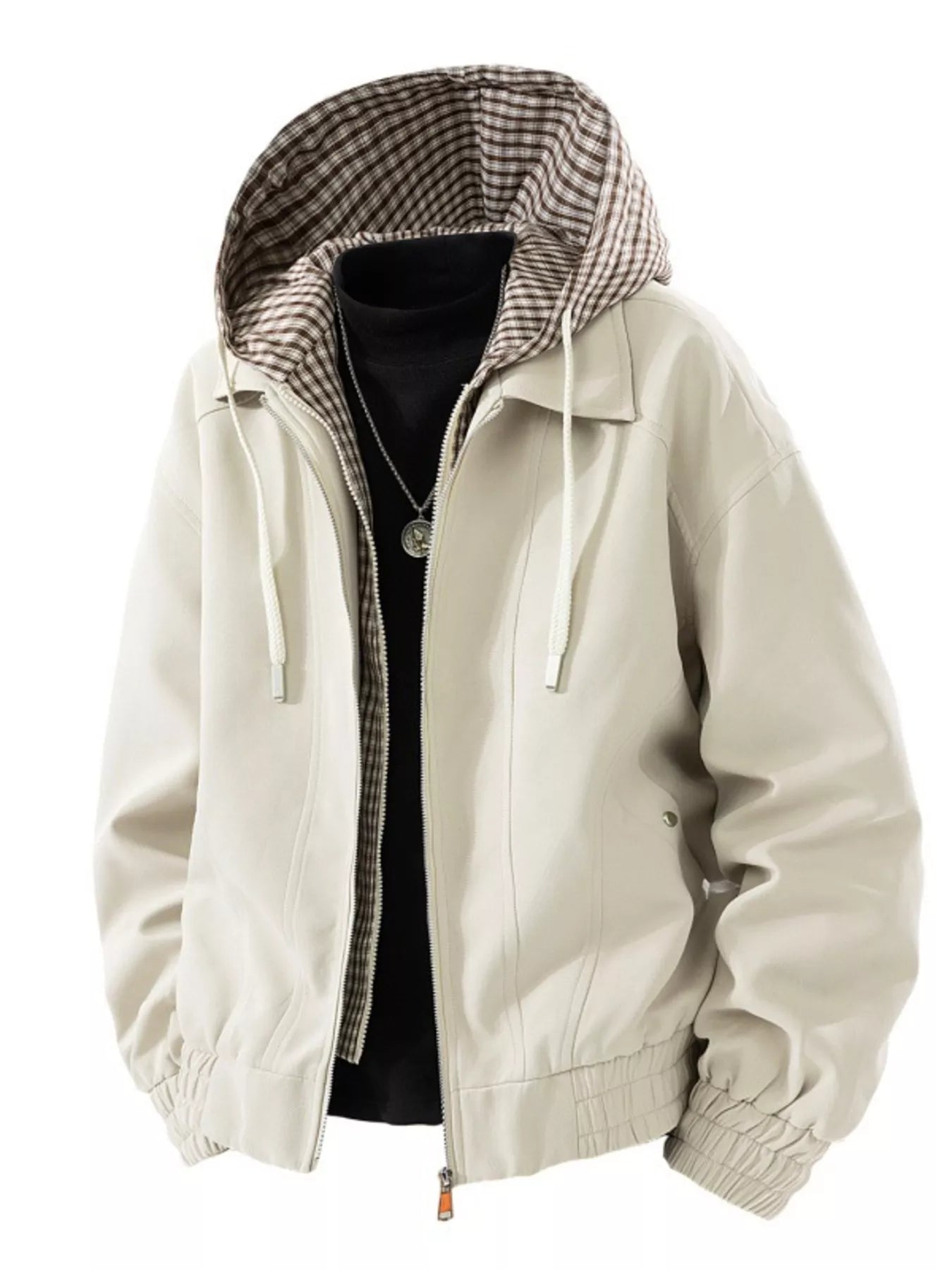 Men's Plus Size Casual Plaid Hooded Windbreaker Jacket - PBNJ FASHIONS