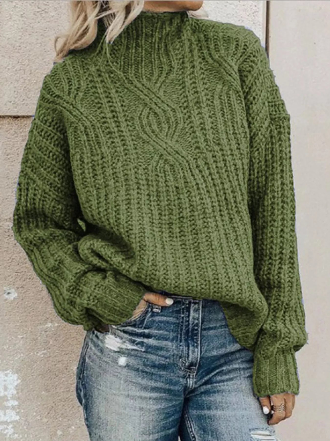 Full Size Turtleneck Long Sleeve Sweater Plus Size - PBNJ FASHIONS