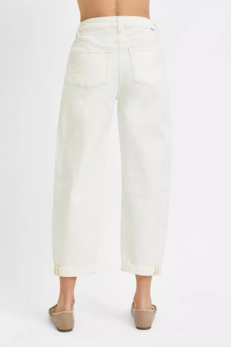 RISEN Full Size High Rise Barrel Cropped Jeans Plus Size - PBNJ FASHIONS