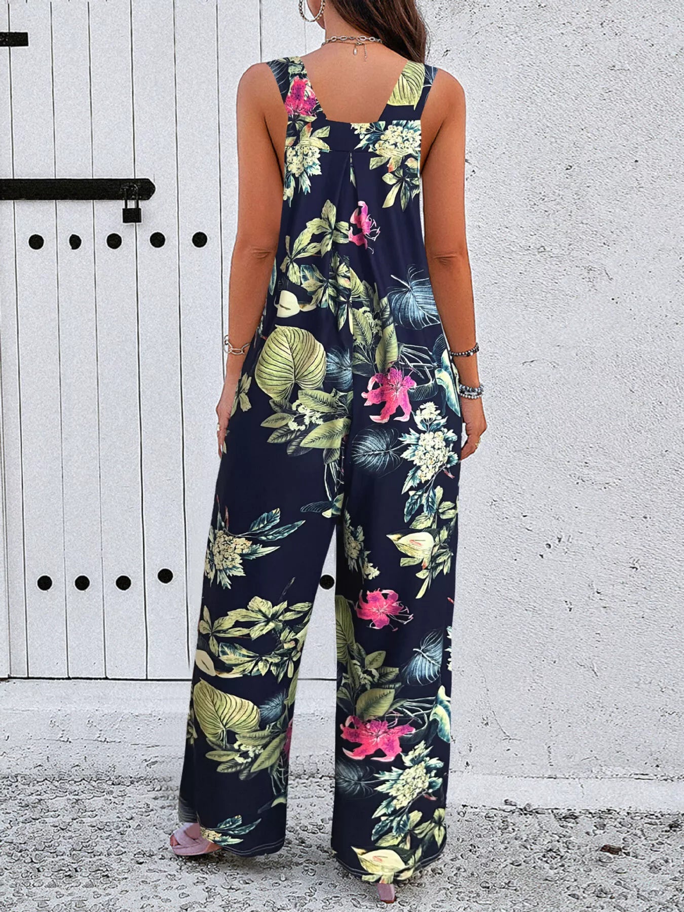 Plus Size Printed Wide Leg Jumpsuit - PBNJ FASHIONS