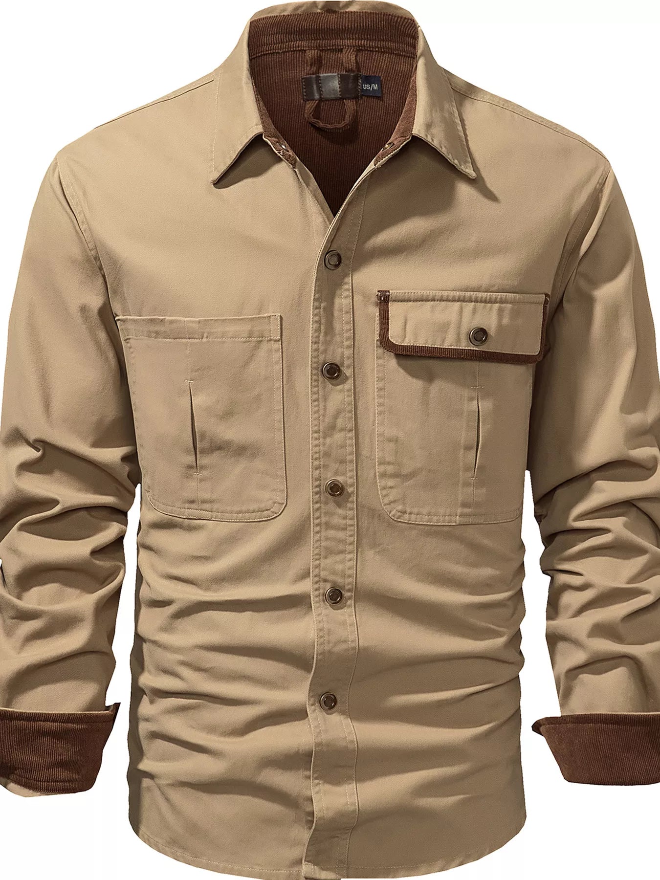 Men's Casual Long Sleeve Button - Down Shirt with Pockets - PBNJ FASHIONS