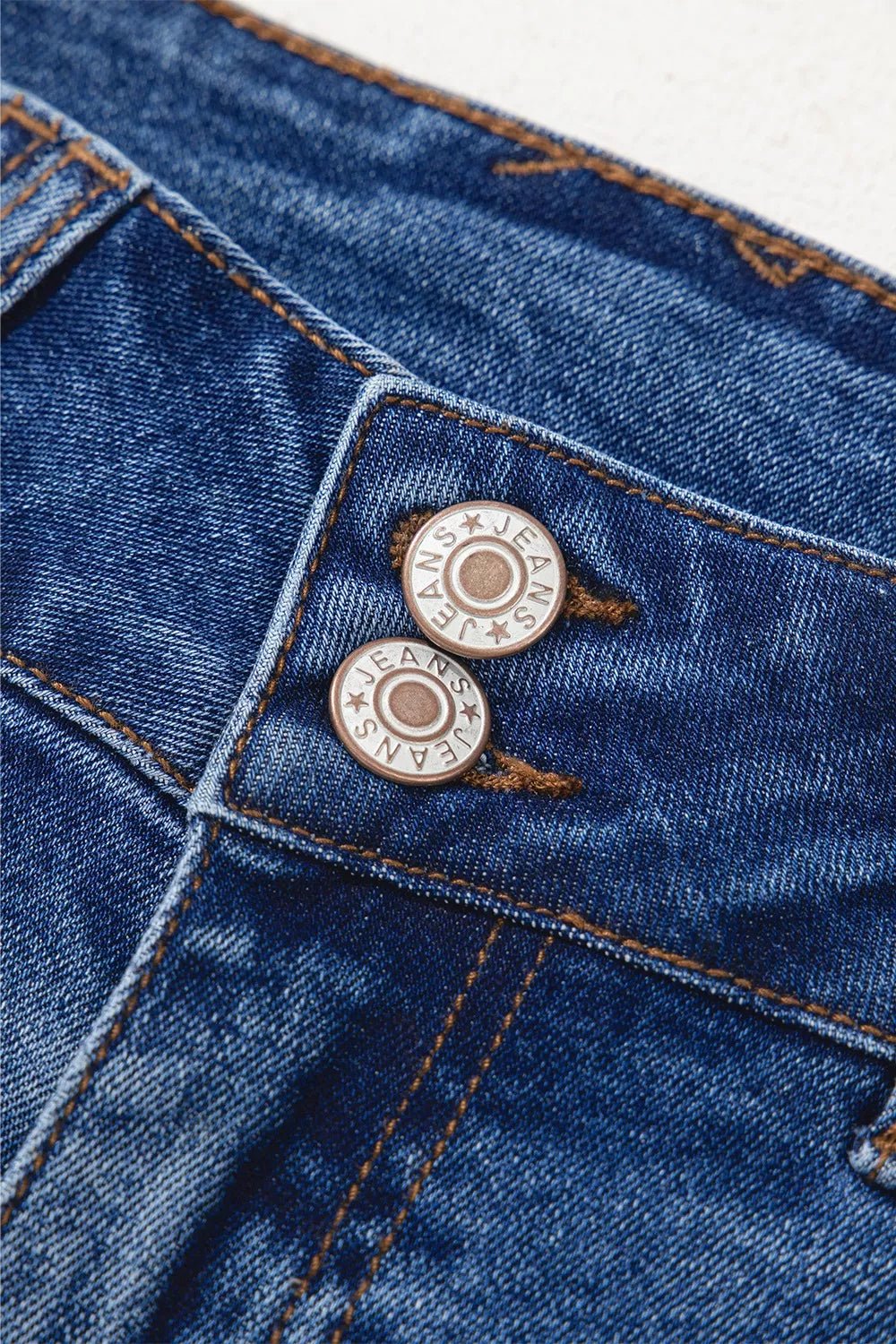 Double Button Zip Fly Straight Leg Jeans - PBNJ FASHIONS