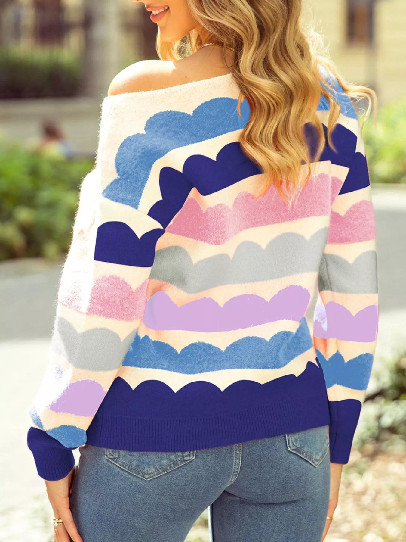 Contrast Boat Neck Sweater - PBNJ FASHIONS