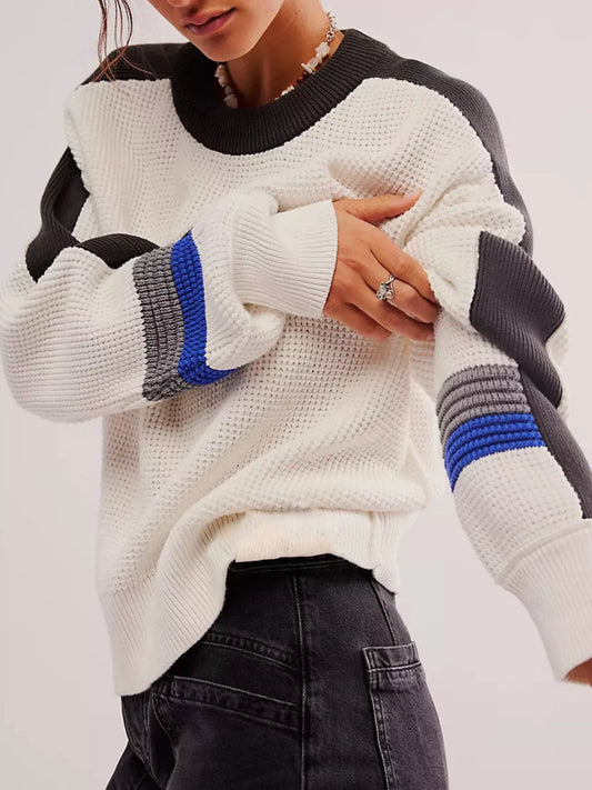 Color Block Waffle Knit Sweater - PBNJ FASHIONS