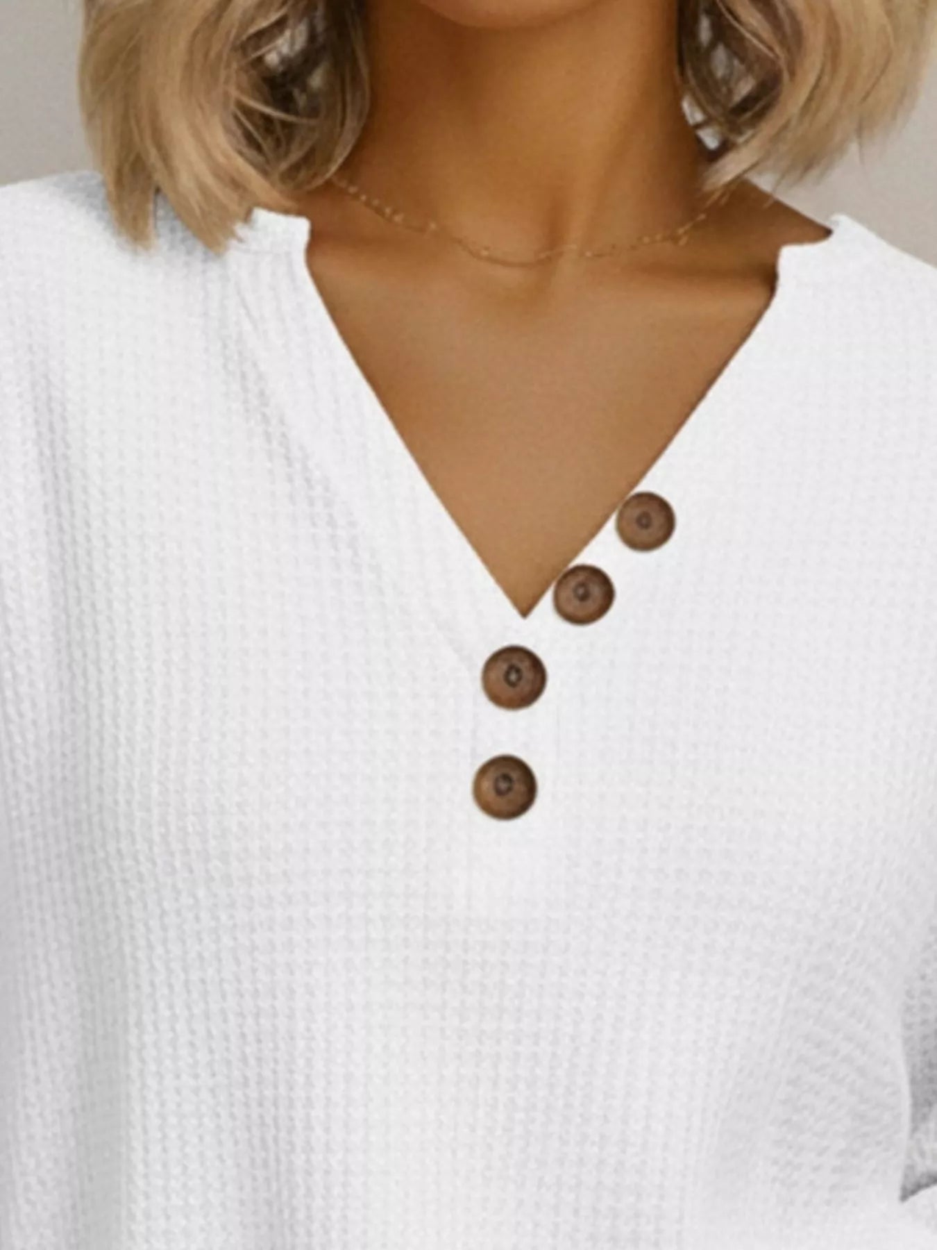 Full Size Casual Waffle Knit Long Sleeve T-Shirt Plus Size - PBNJ FASHIONS