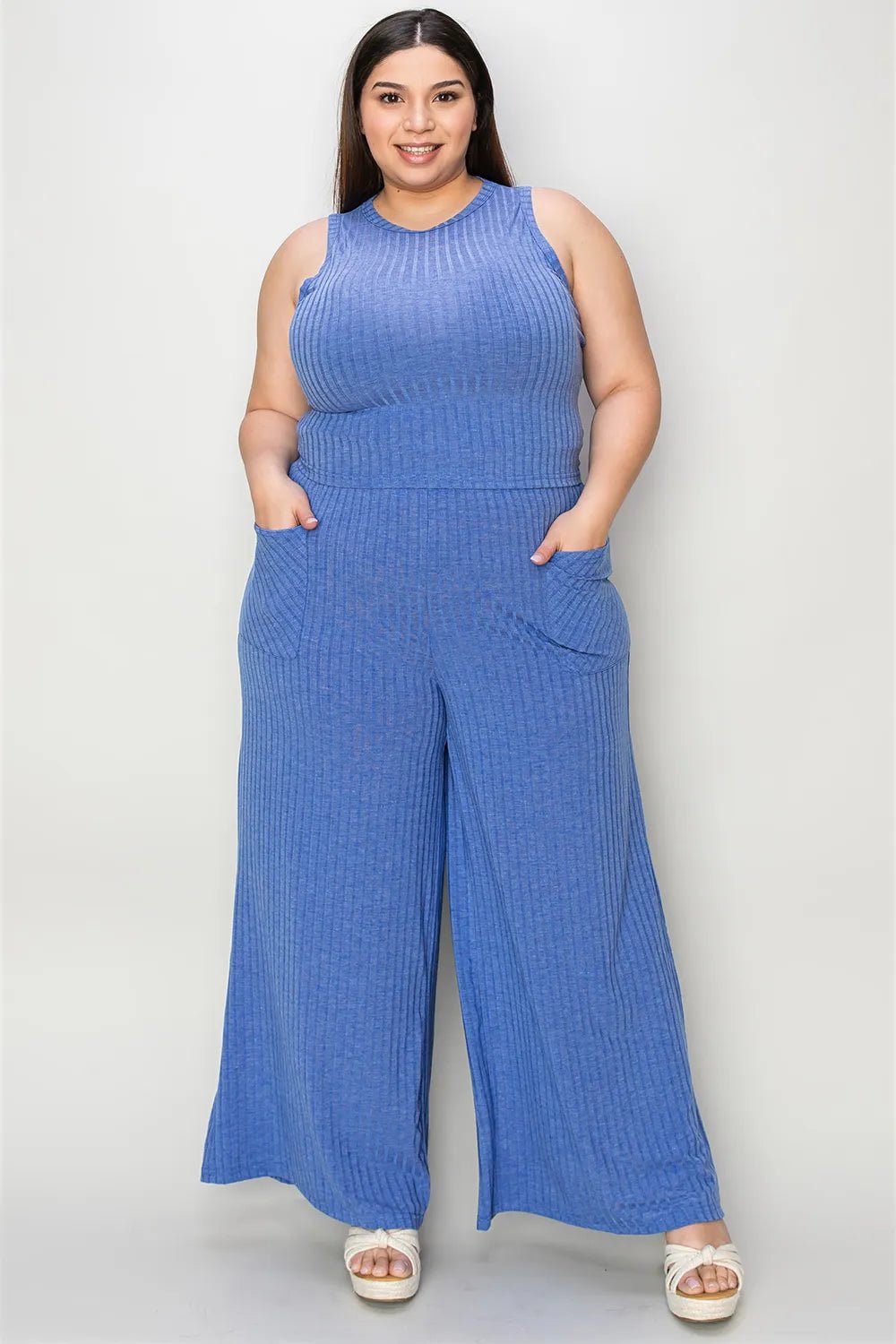 Basic Bae Full Size Ribbed Tank and Wide Leg Pants Set - PBNJ FASHIONS