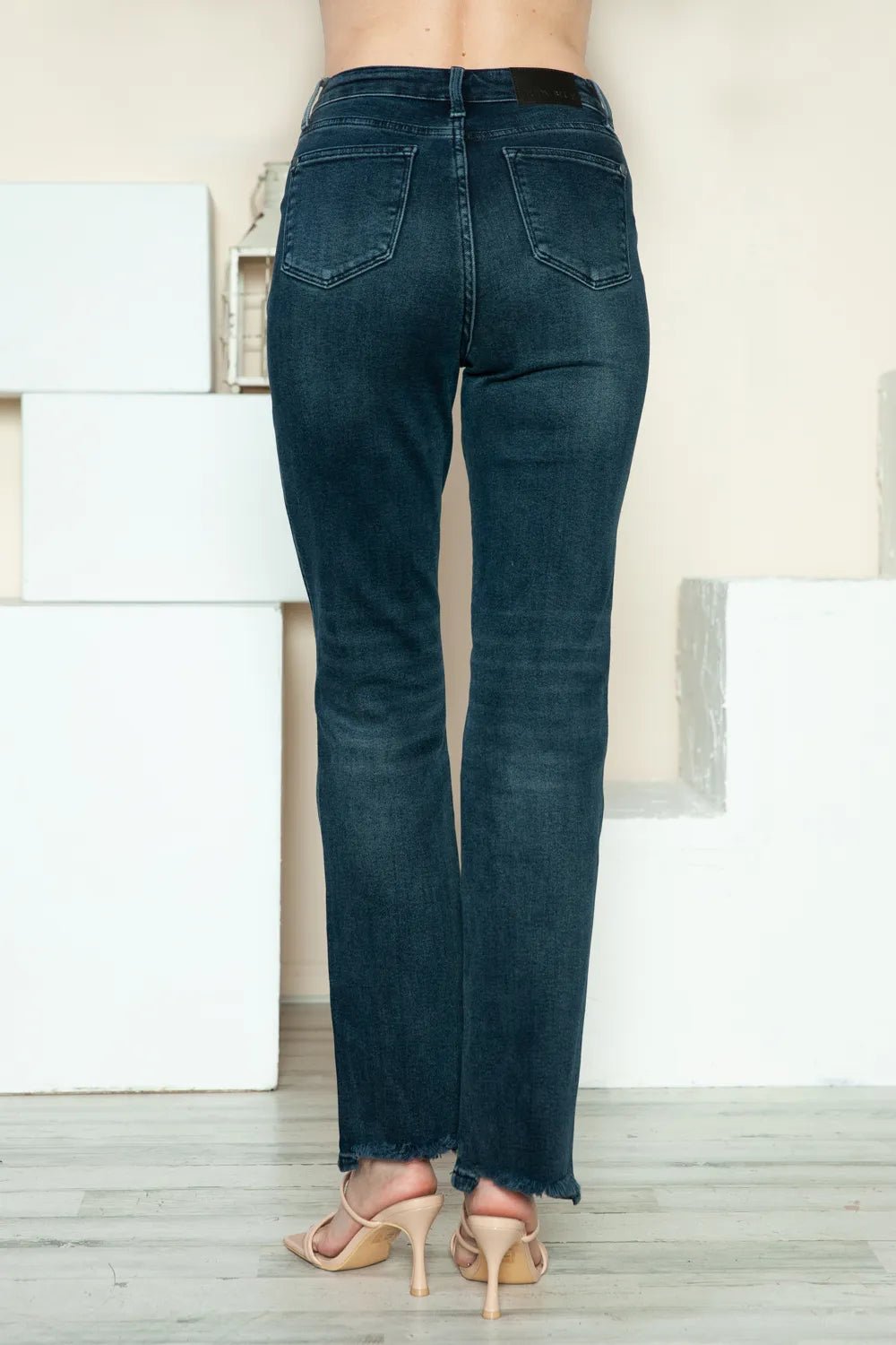 Judy Blue Full Size Button Fly Hem Destroy Straight Jeans - PBNJ FASHIONS