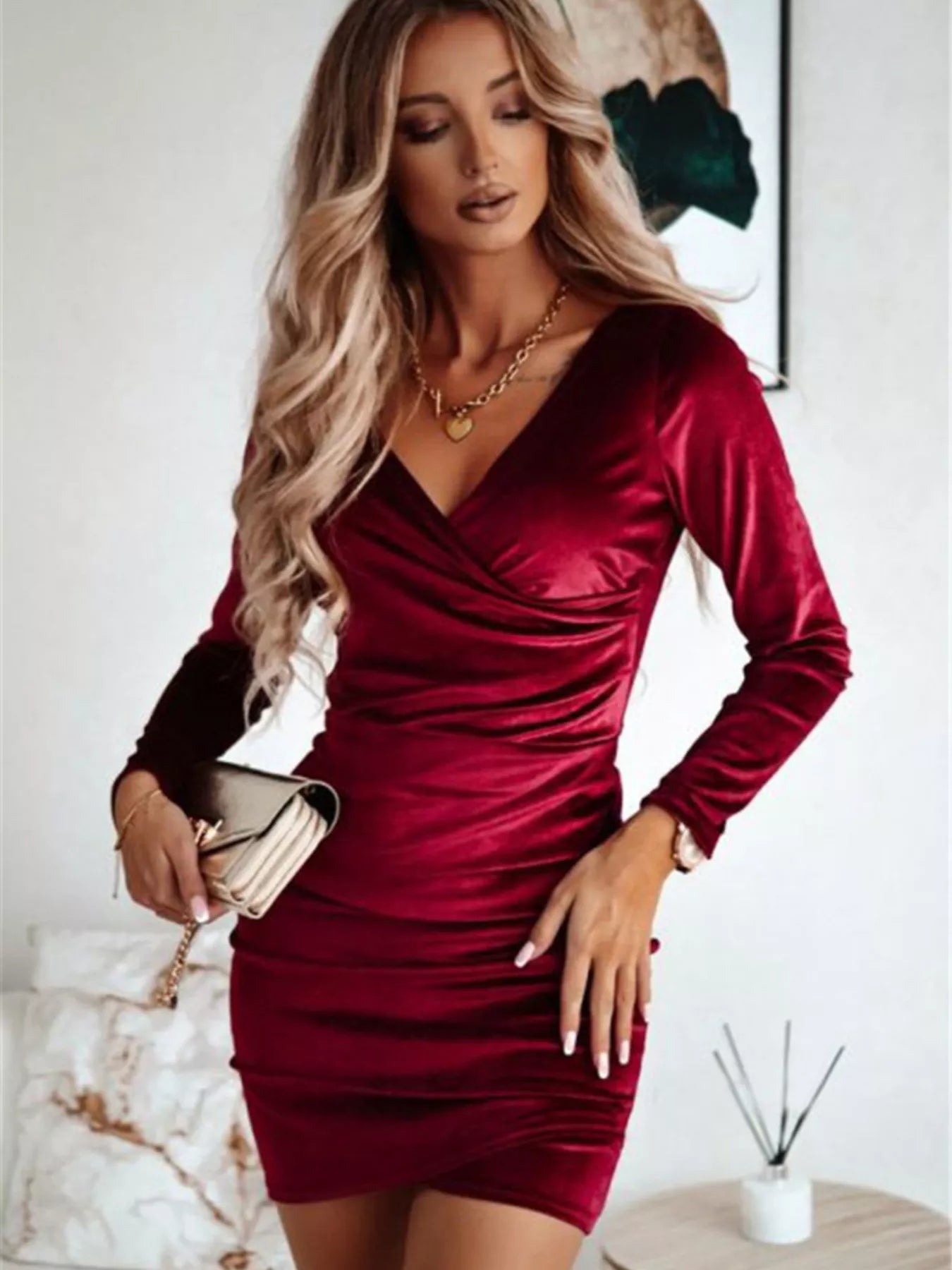 Velvet Ruched Bodycon Mini Dress - PBNJ FASHIONS